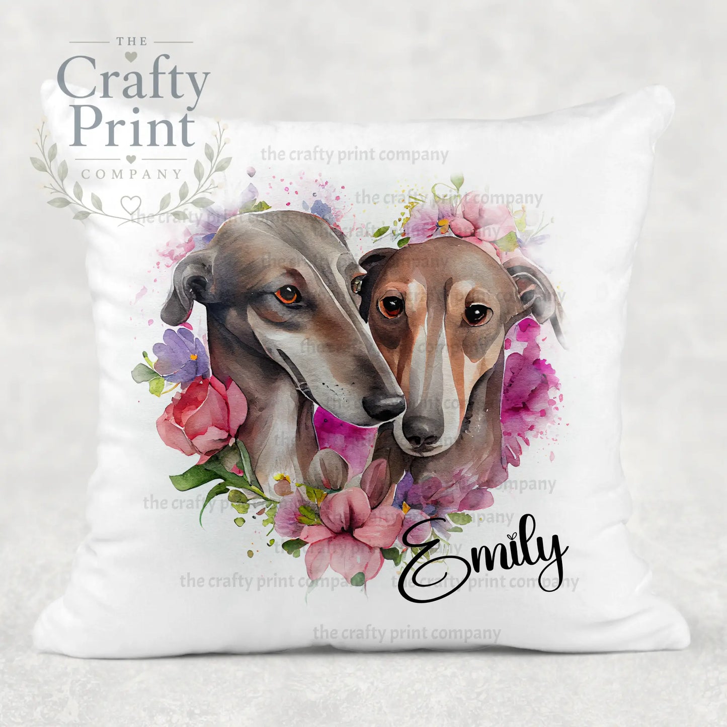 Greyhounds Floral Cushion - Chair & Sofa Cushions