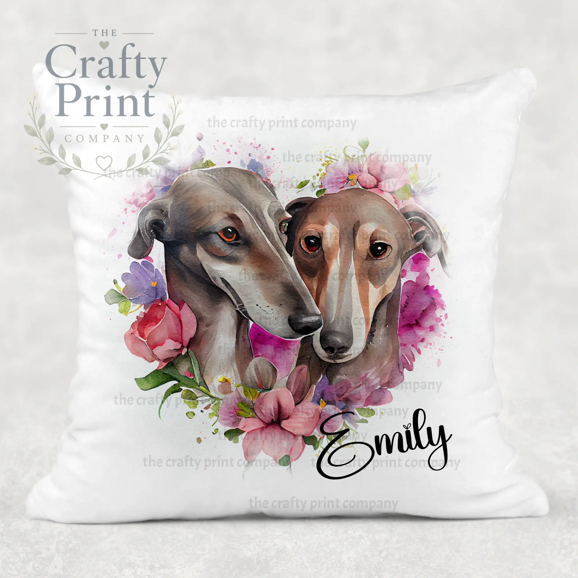 Greyhounds Floral Cushion - Chair & Sofa Cushions