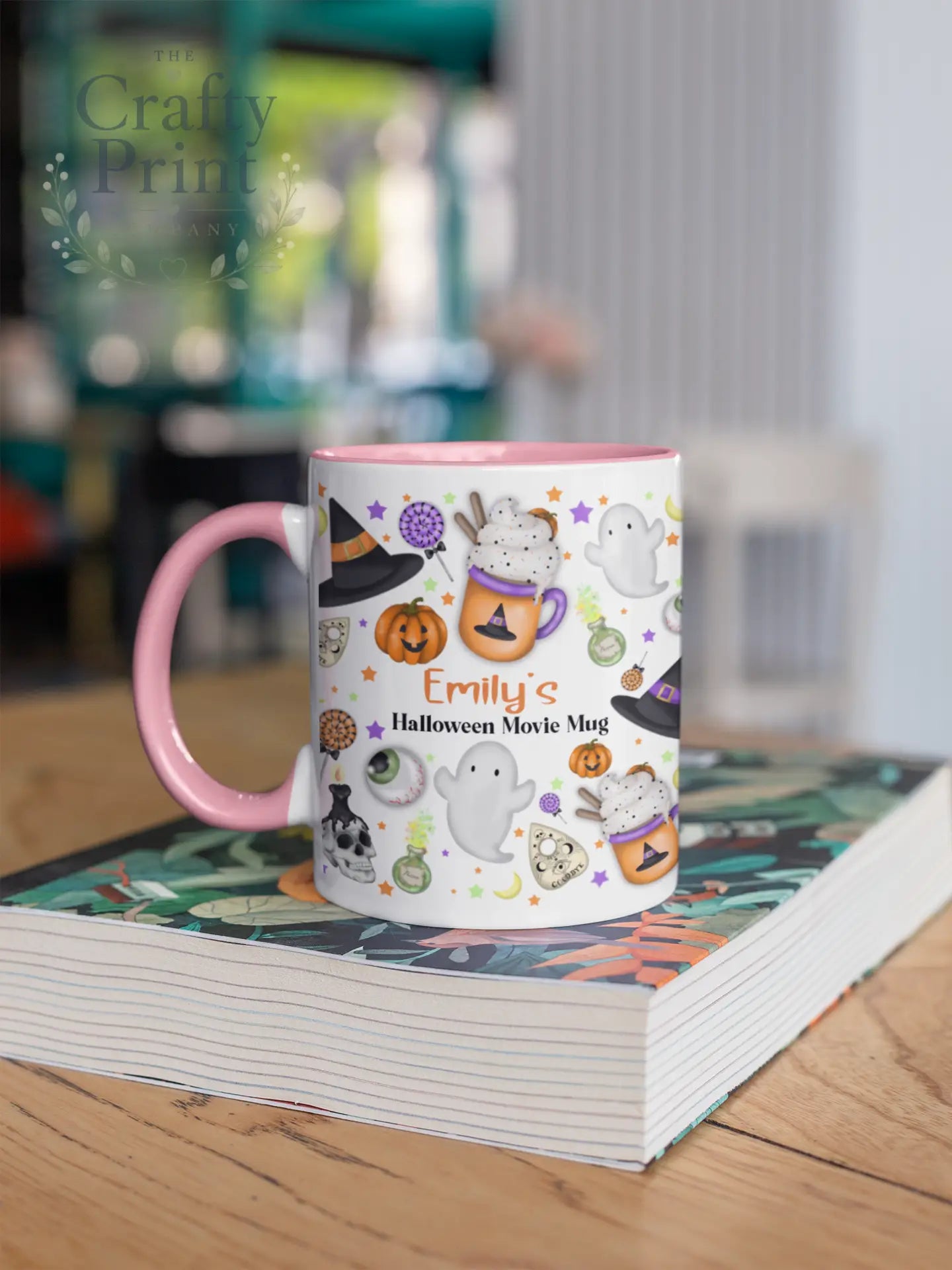 Halloween Movie Personalised Mug - Pink Handle & Inner