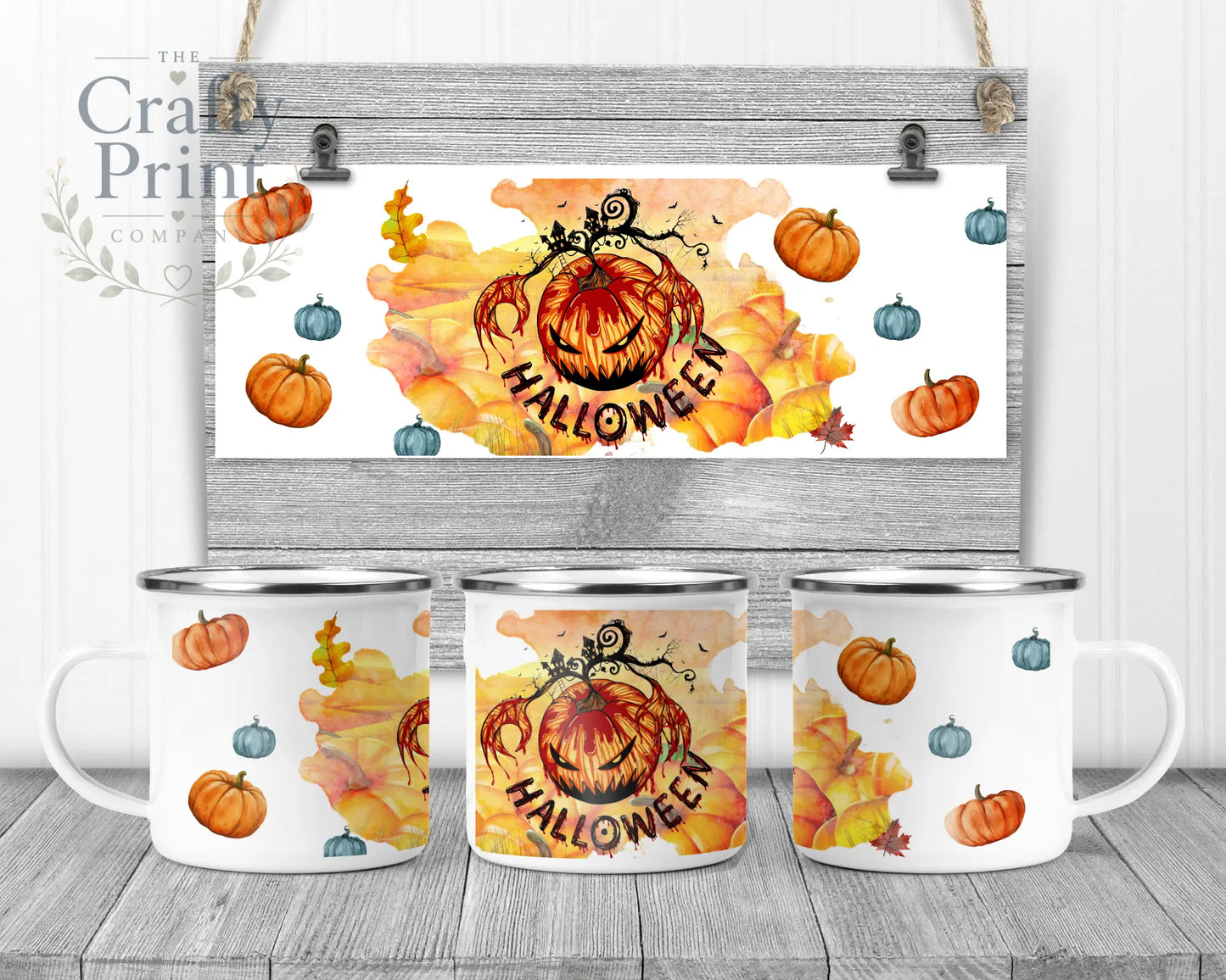 Halloween Pumpkin Mug - Enamel - Mugs