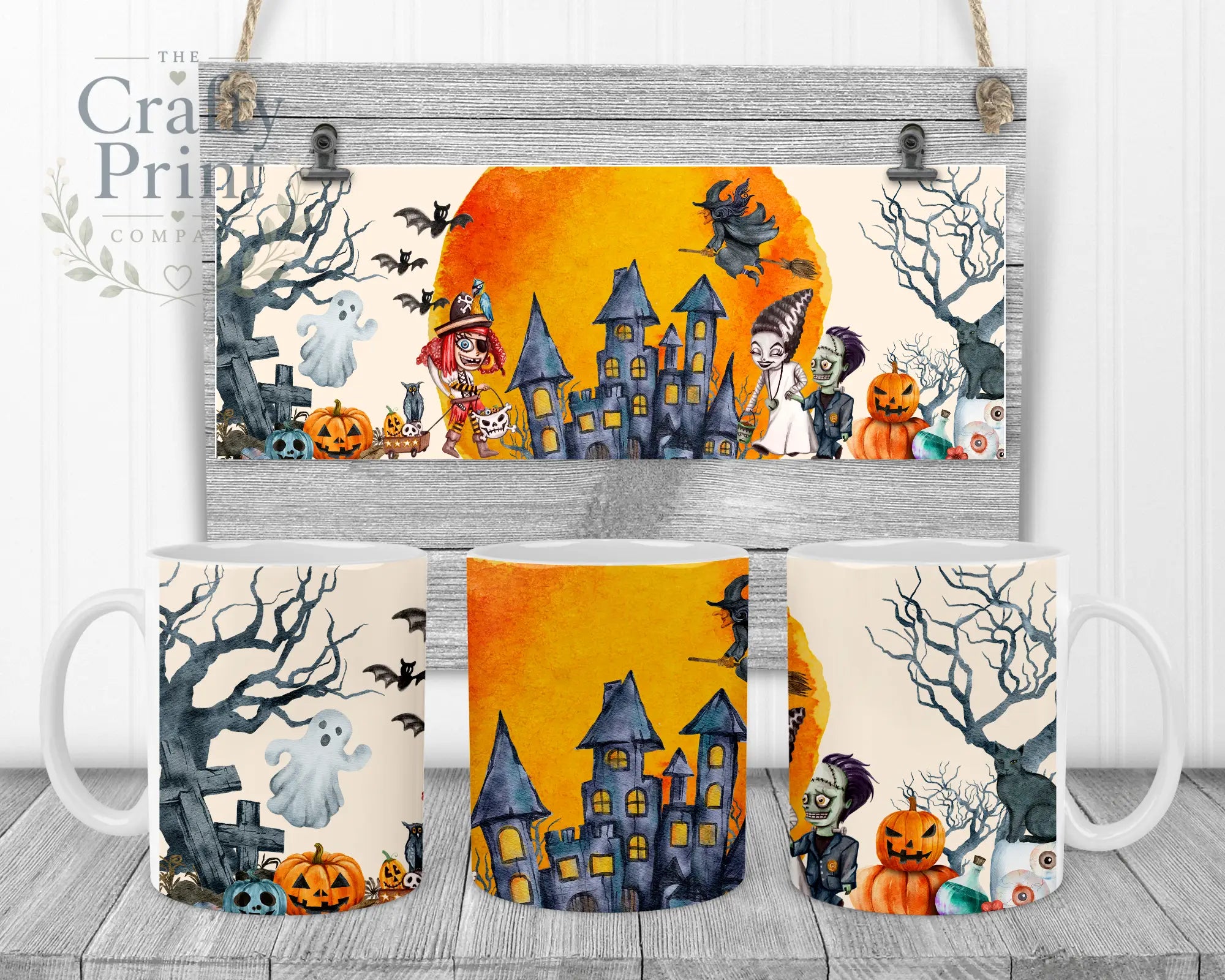 Halloween Scene V2 Mug - White Handle & Inner - Mugs