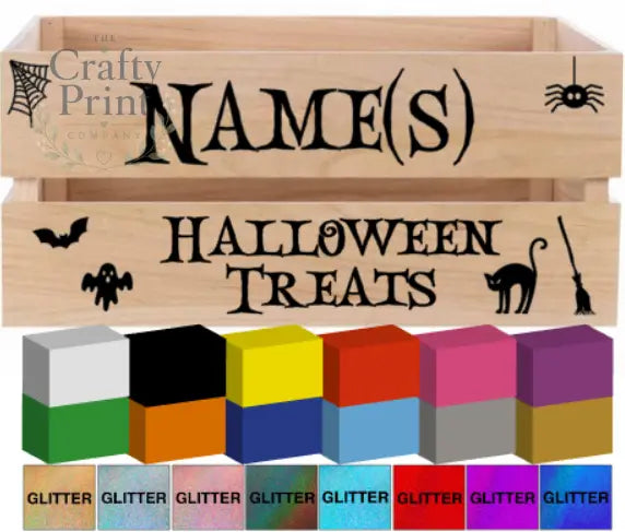 Halloween Treats Crate Vinyl Personalised Decal / Sticker