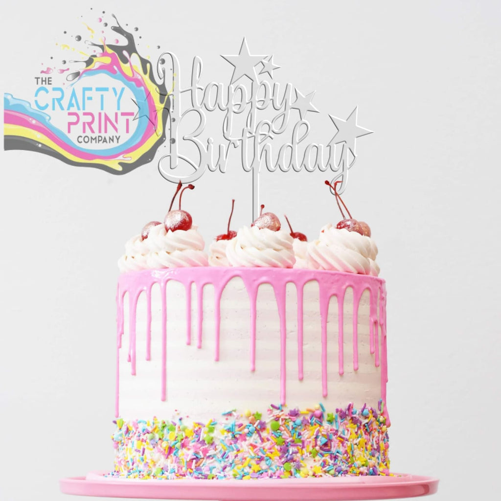Happy Birthday Acrylic Cake Topper - Clear
