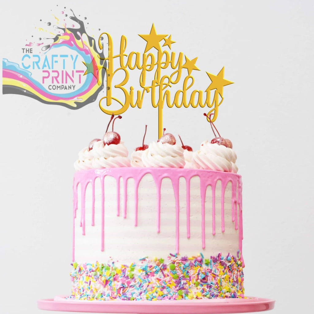 Happy Birthday Acrylic Cake Topper - Dark Yellow