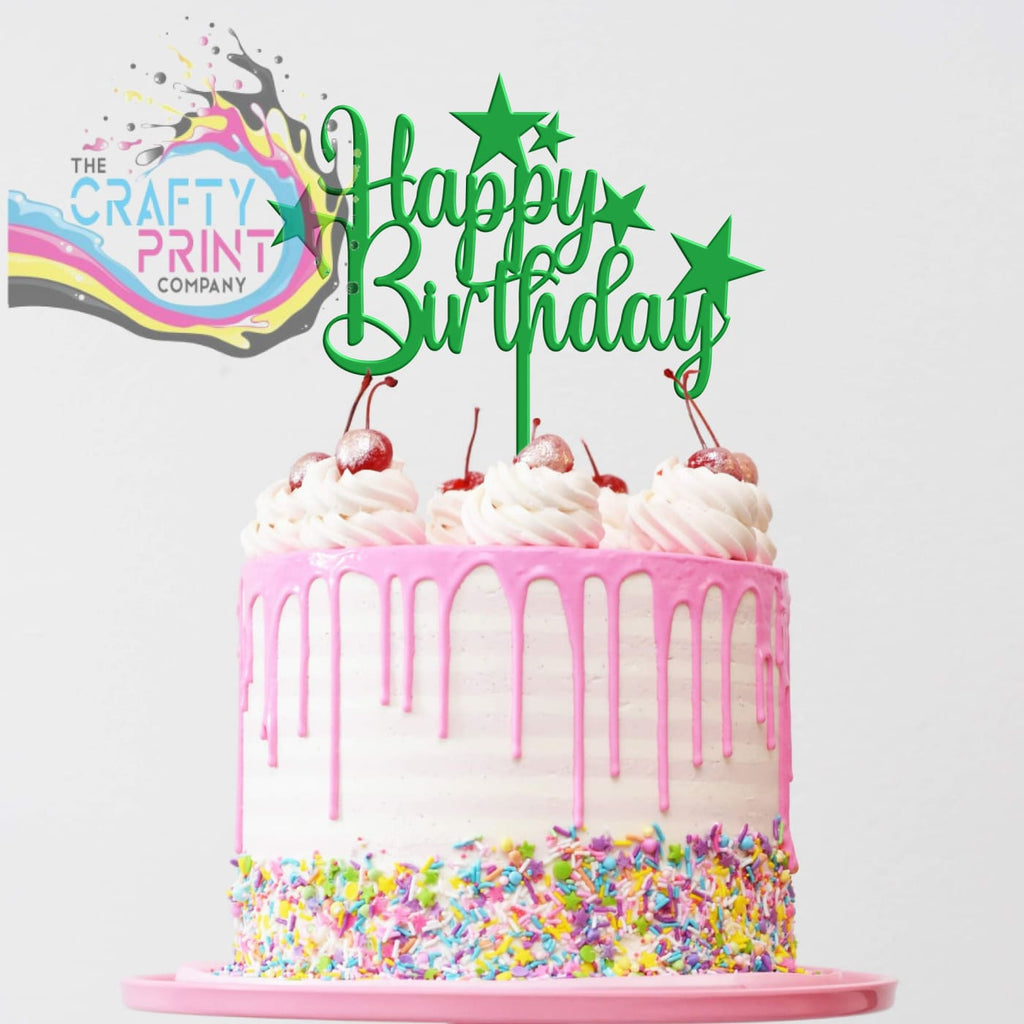 Happy Birthday Acrylic Cake Topper - Green