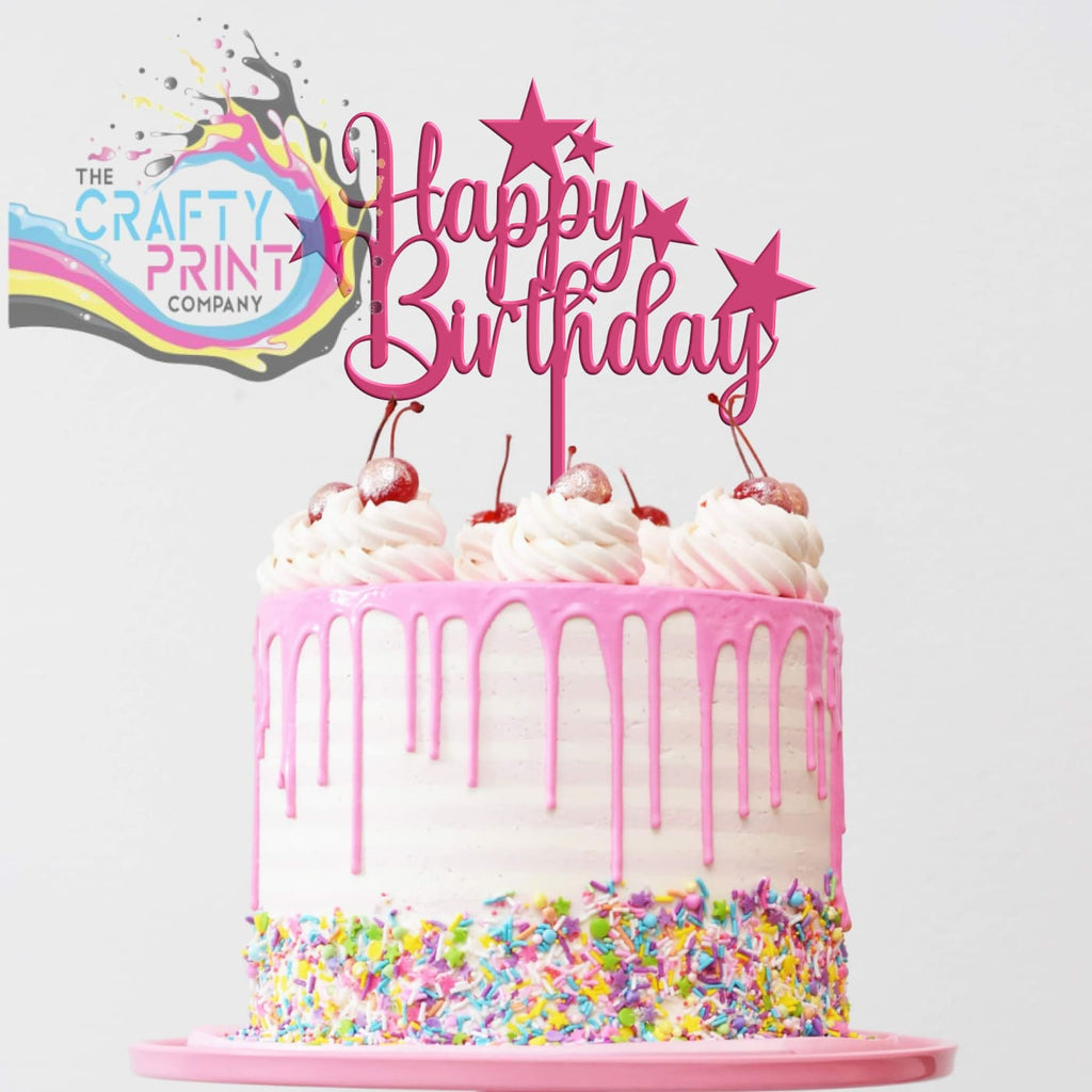 Happy Birthday Acrylic Cake Topper - Pink