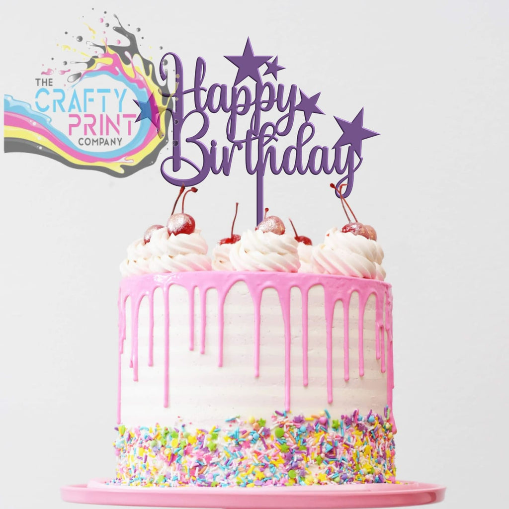 Happy Birthday Acrylic Cake Topper - Purple