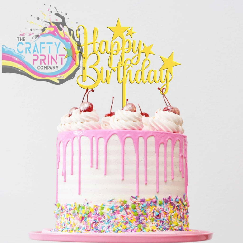 Happy Birthday Acrylic Cake Topper - Yellow