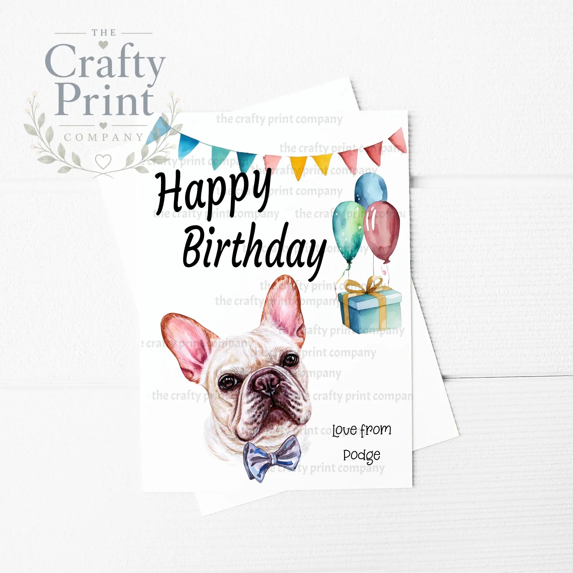 Happy Birthday Balloon French Bulldog A5 Greeting Card - &