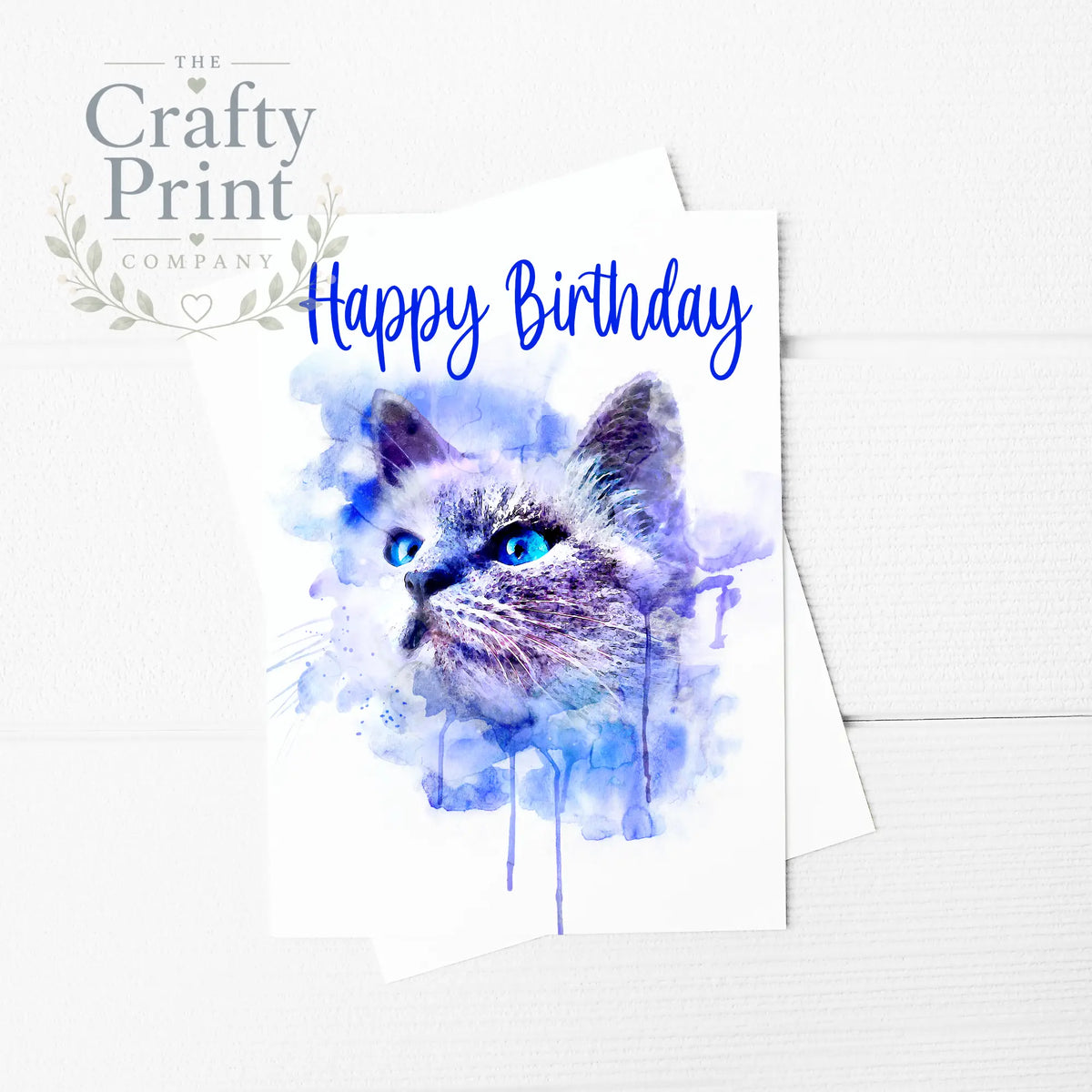 Happy Birthday Blue Cat A5 Card & Envelope - Greeting Note
