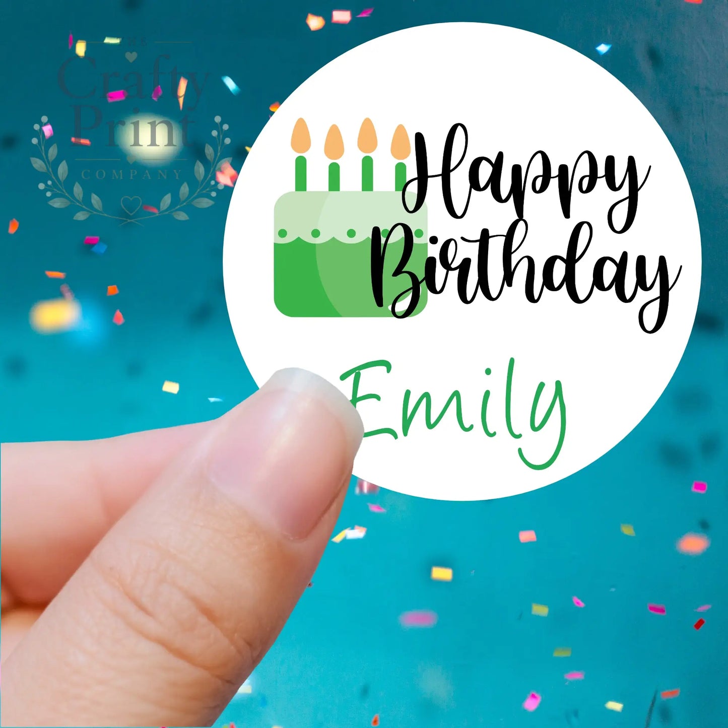 Happy Birthday Cake Design Printed Sticker - X Small 25mm