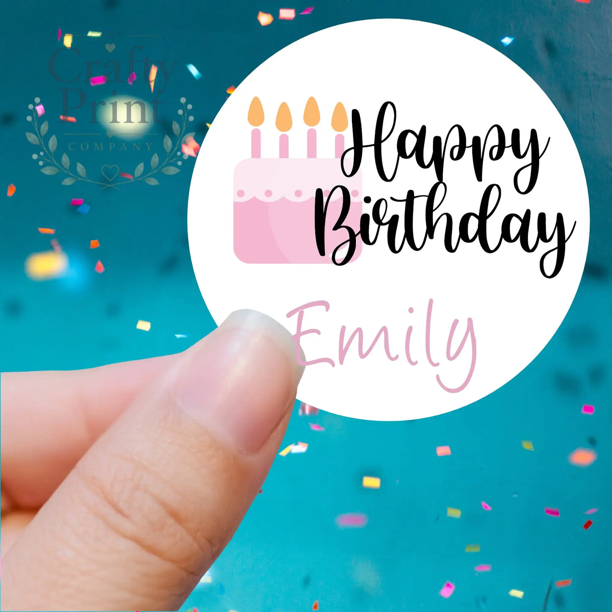 Happy Birthday Cake Design Printed Sticker - X Small 25mm