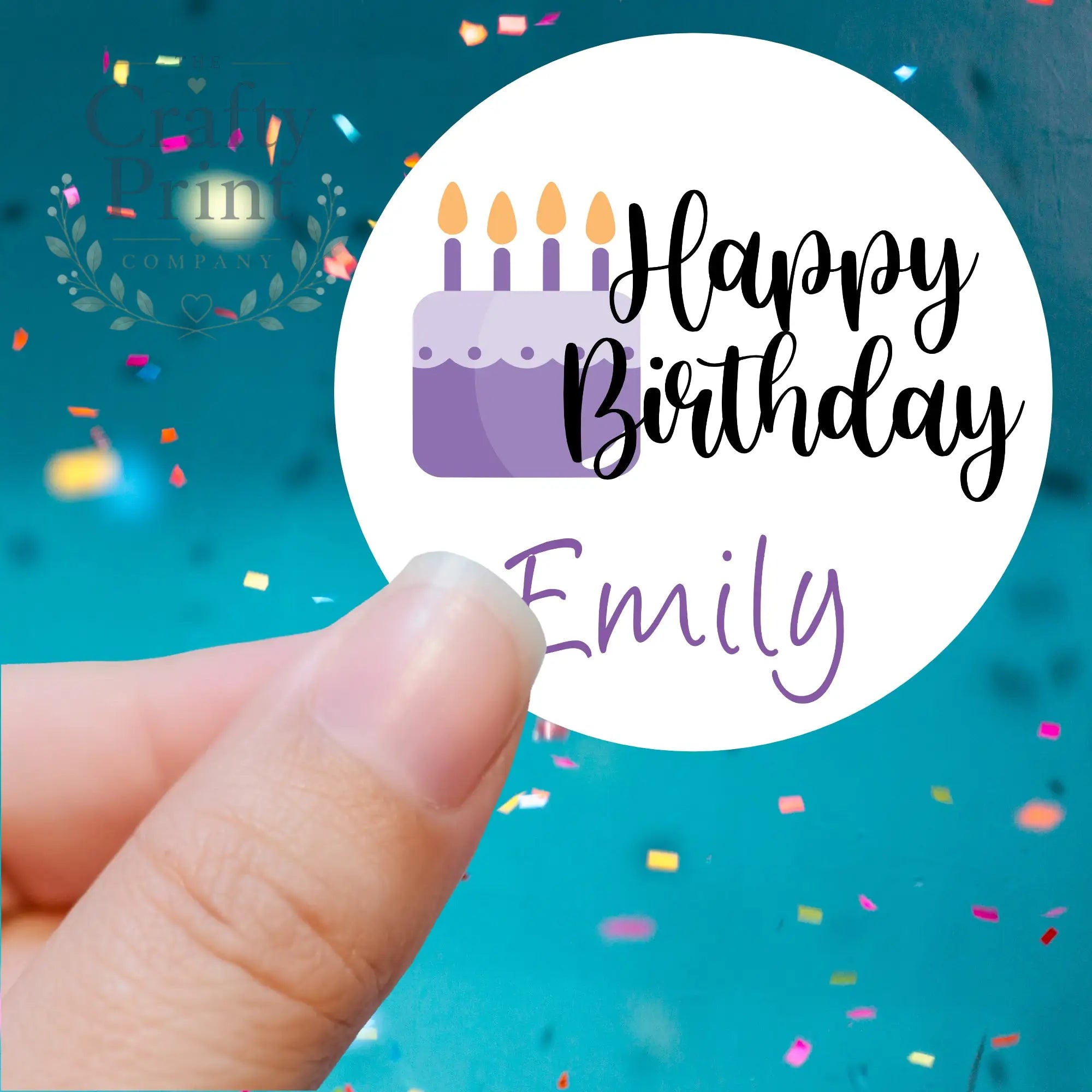 Happy Birthday Cake Design Printed Sticker - X Small 25mm