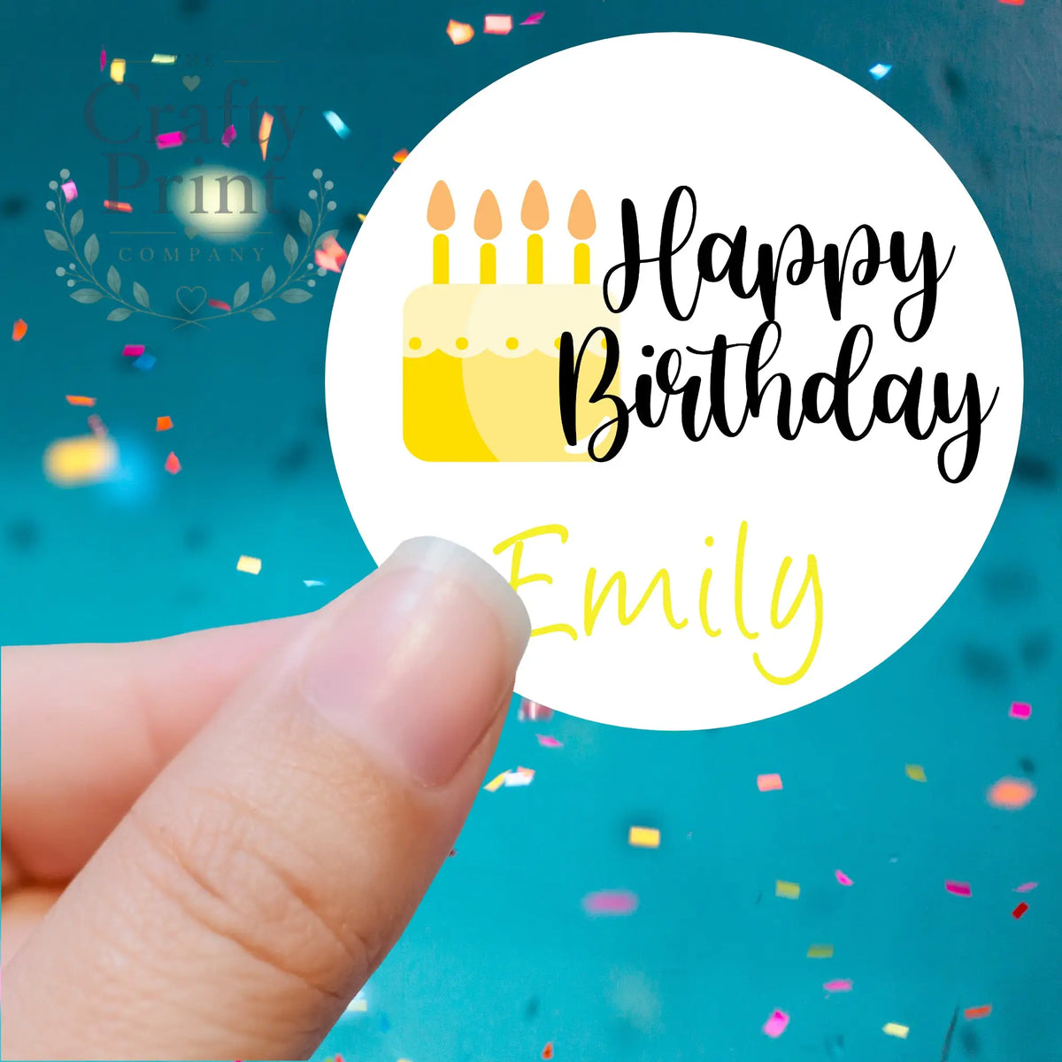 Happy Birthday Cake Design Printed Sticker - X Small 25mm