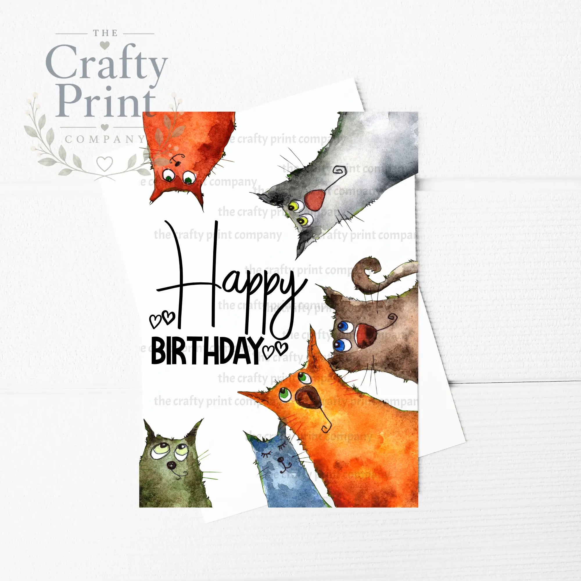 Happy Birthday Cartoon Cats A5 Card - Greeting & Note Cards