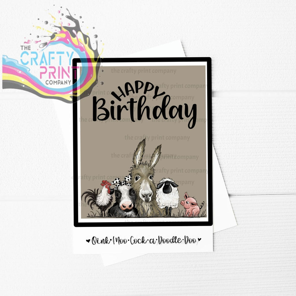 Happy Birthday Farmyard Animals A5 Card - Greeting & Note