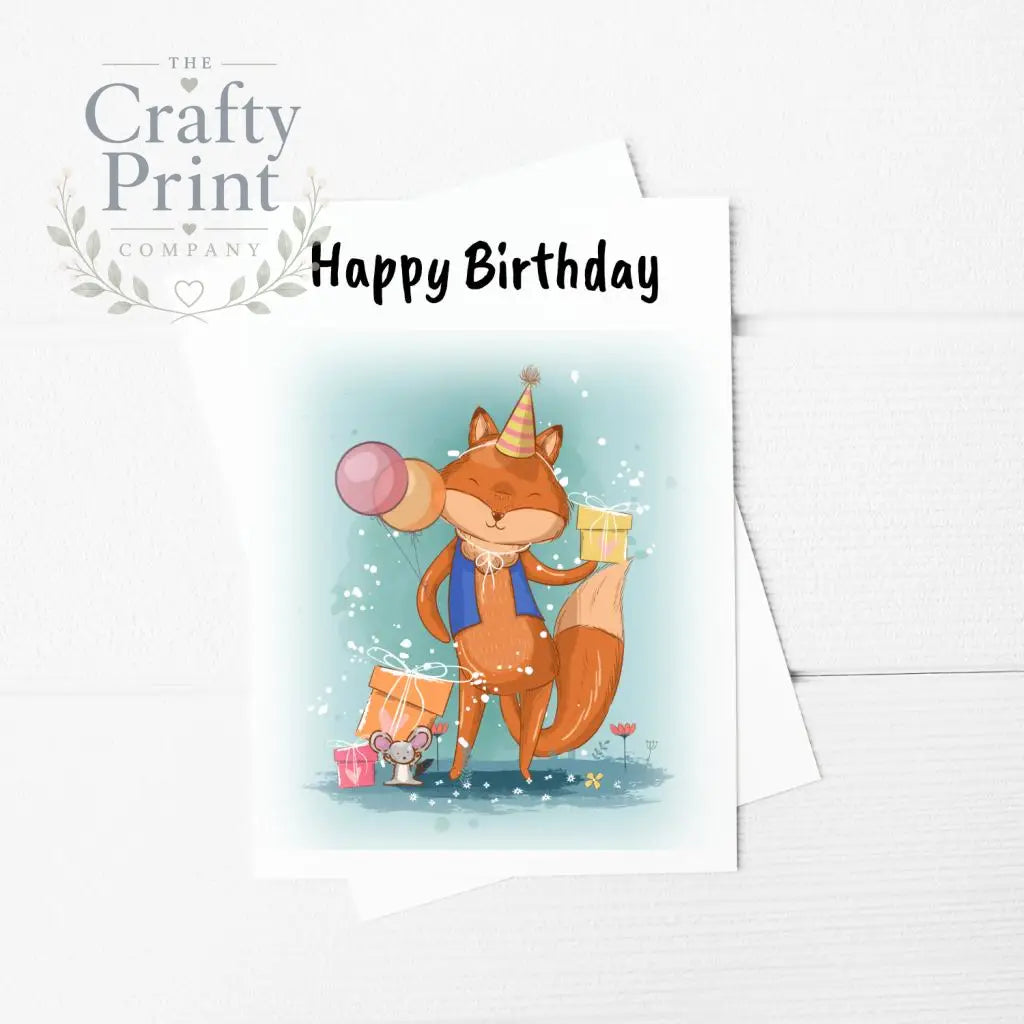 Happy Birthday Fox A5 Card & Envelope - Greeting Note Cards