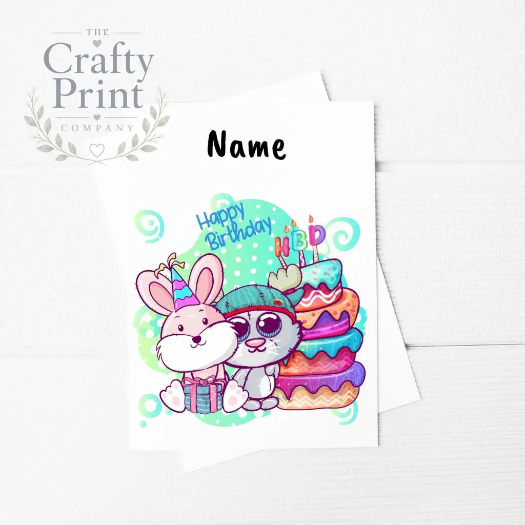 Happy Birthday Kitten & Rabbit A5 Card Envelope - Greeting