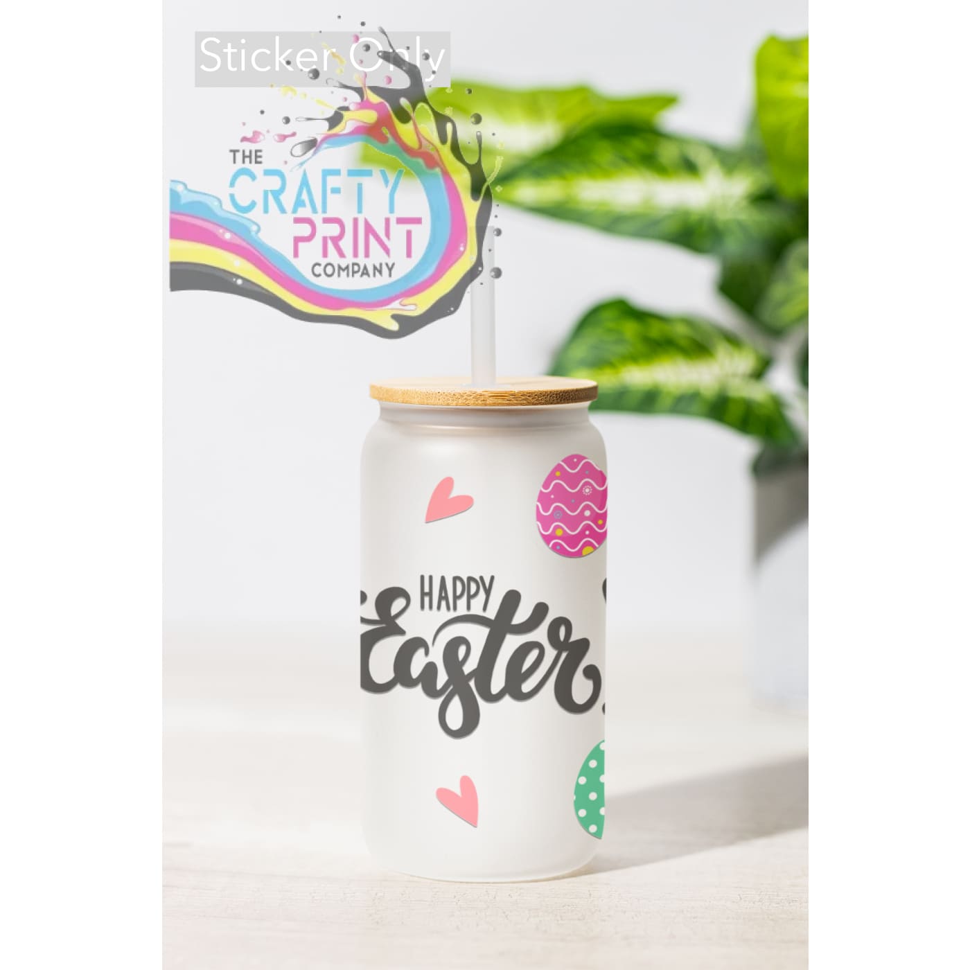 Happy Easter 16oz Libbey Glass Can UV DTF Wrap | Bunny Cup