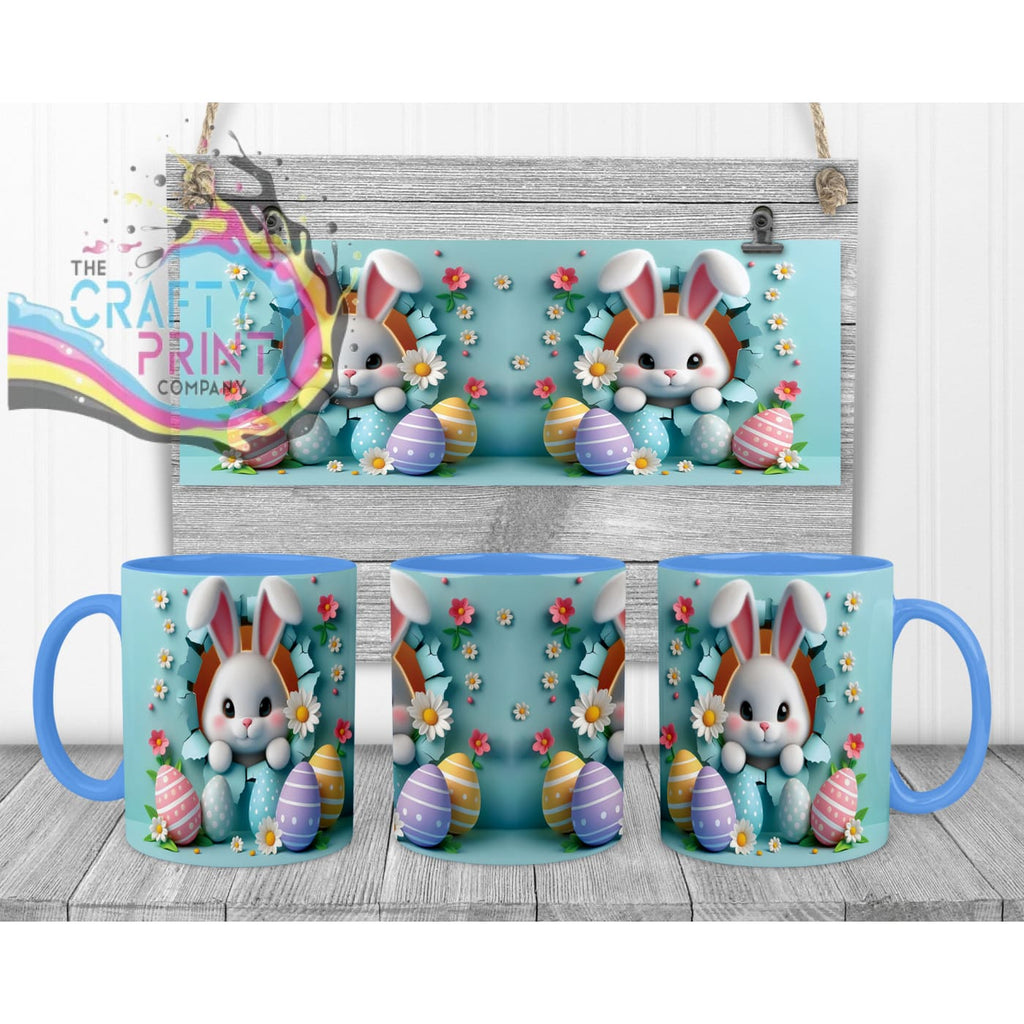 Happy Easter 3D Blue Design Rabbit Mug - Handle & Inner