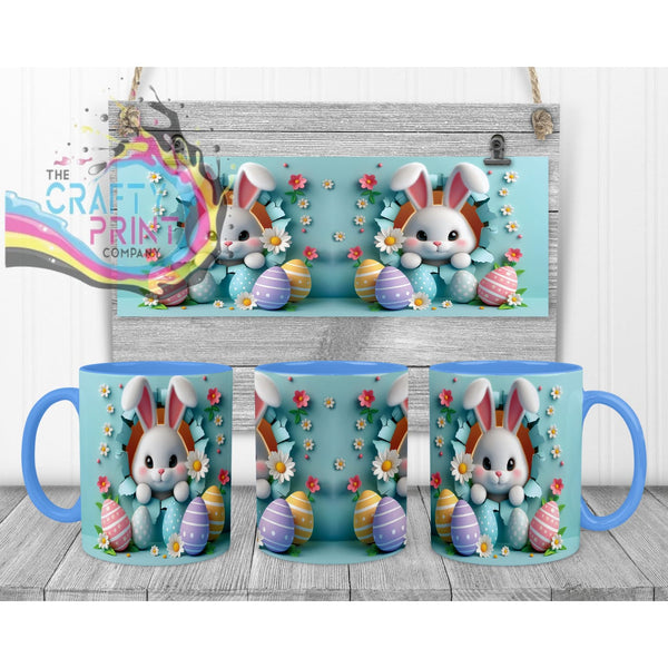 Happy Easter 3D Blue Design Rabbit Mug - Handle & Inner