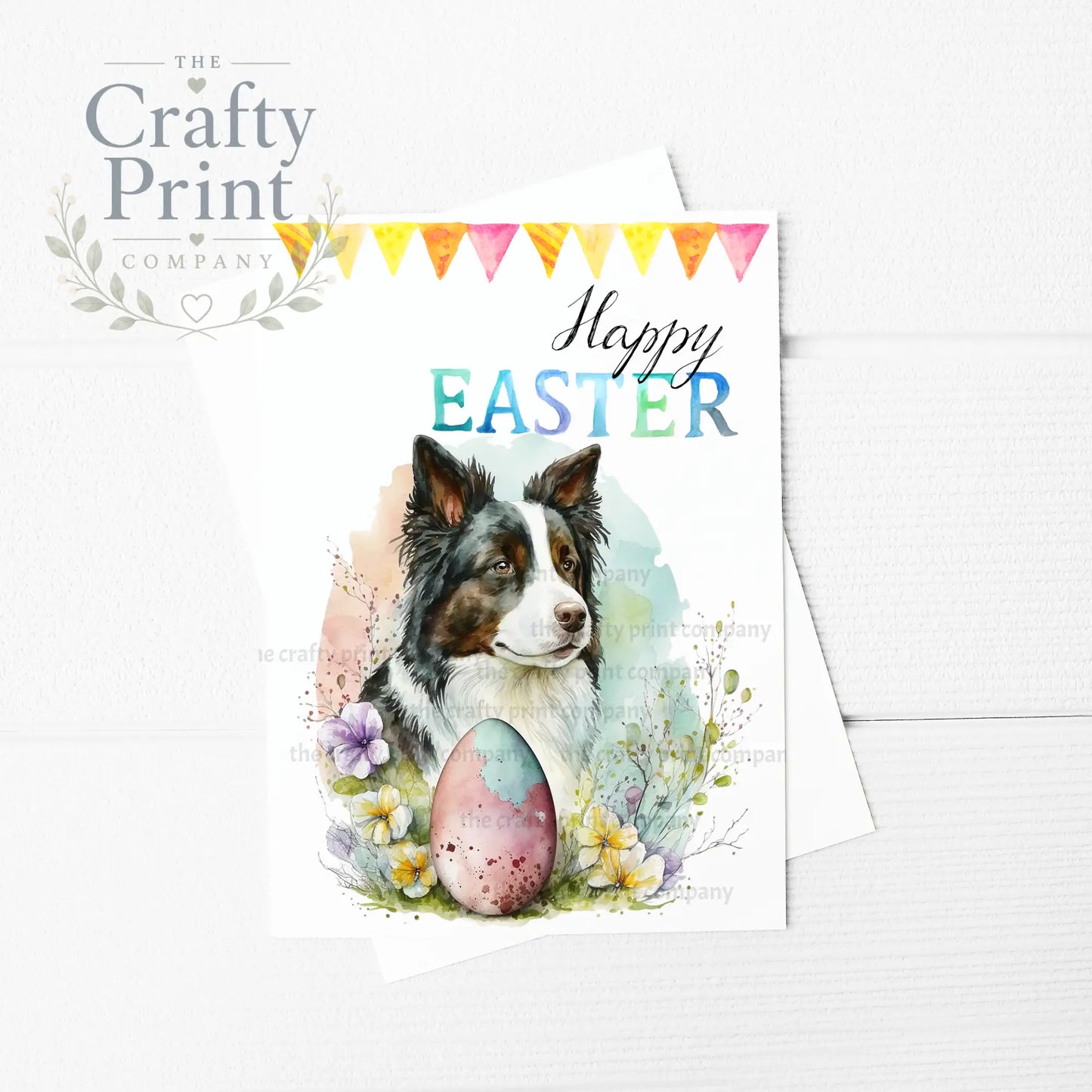 Happy Easter Border Collie A5 Card - Greeting & Note Cards