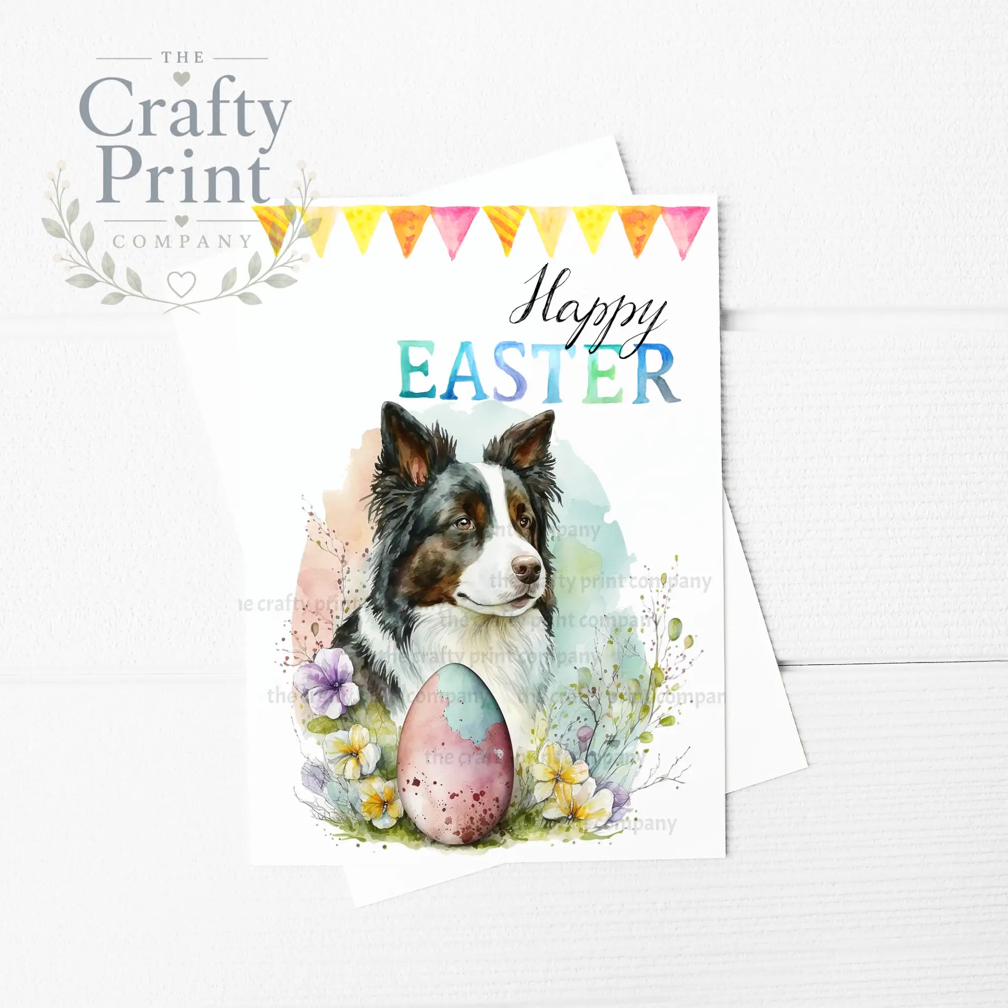 Happy Easter Border Collie A5 Card - Greeting & Note Cards