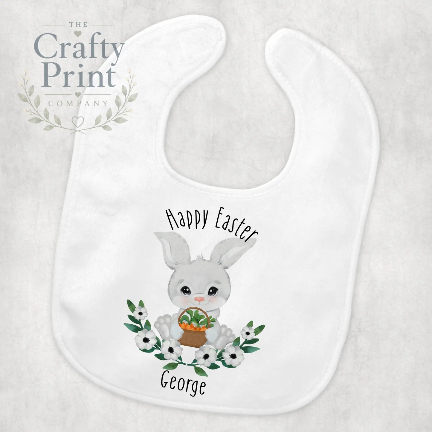Happy Easter Bunny with Carrot Basket Baby Bib - & Toddler