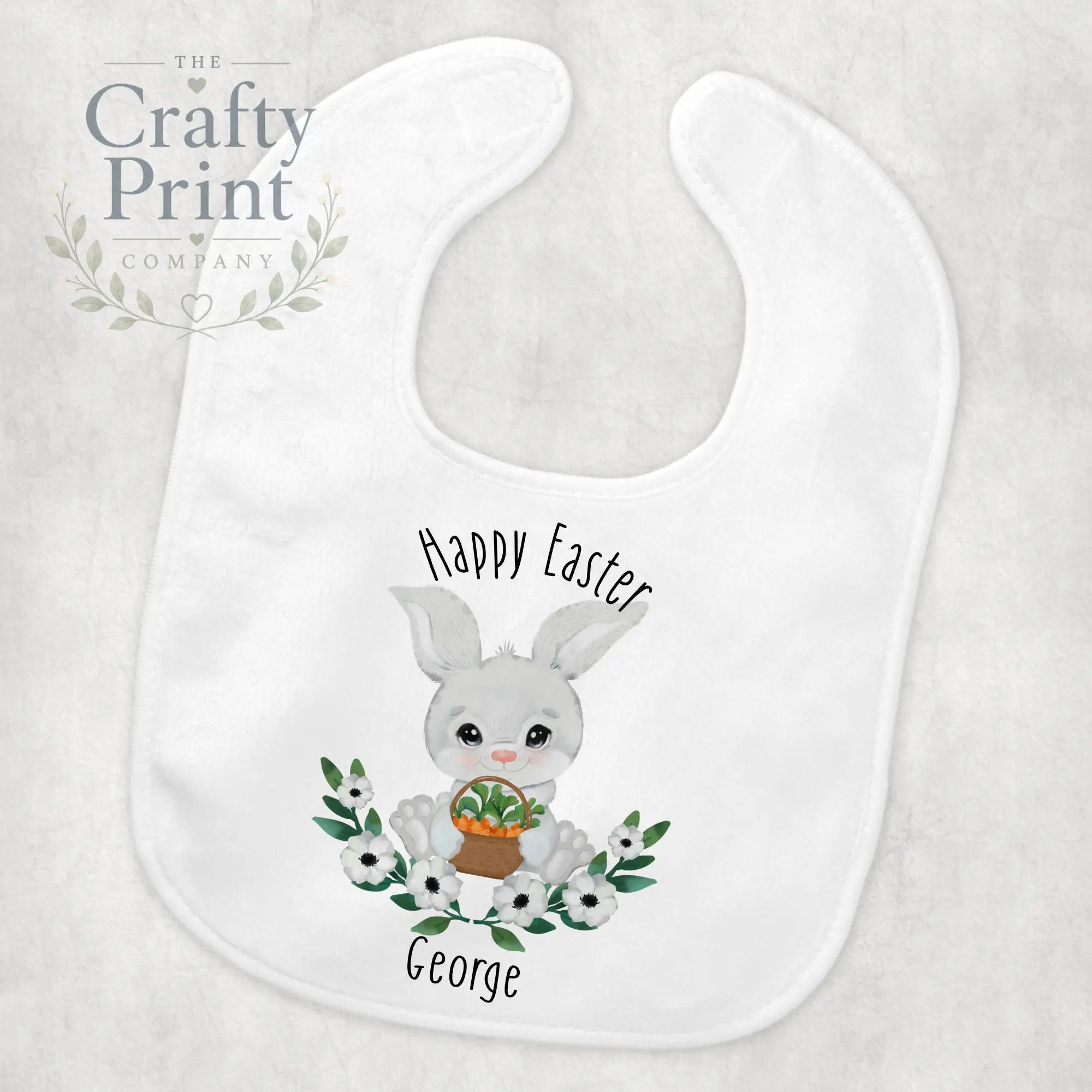 Happy Easter Bunny with Carrot Basket Baby Bib - & Toddler