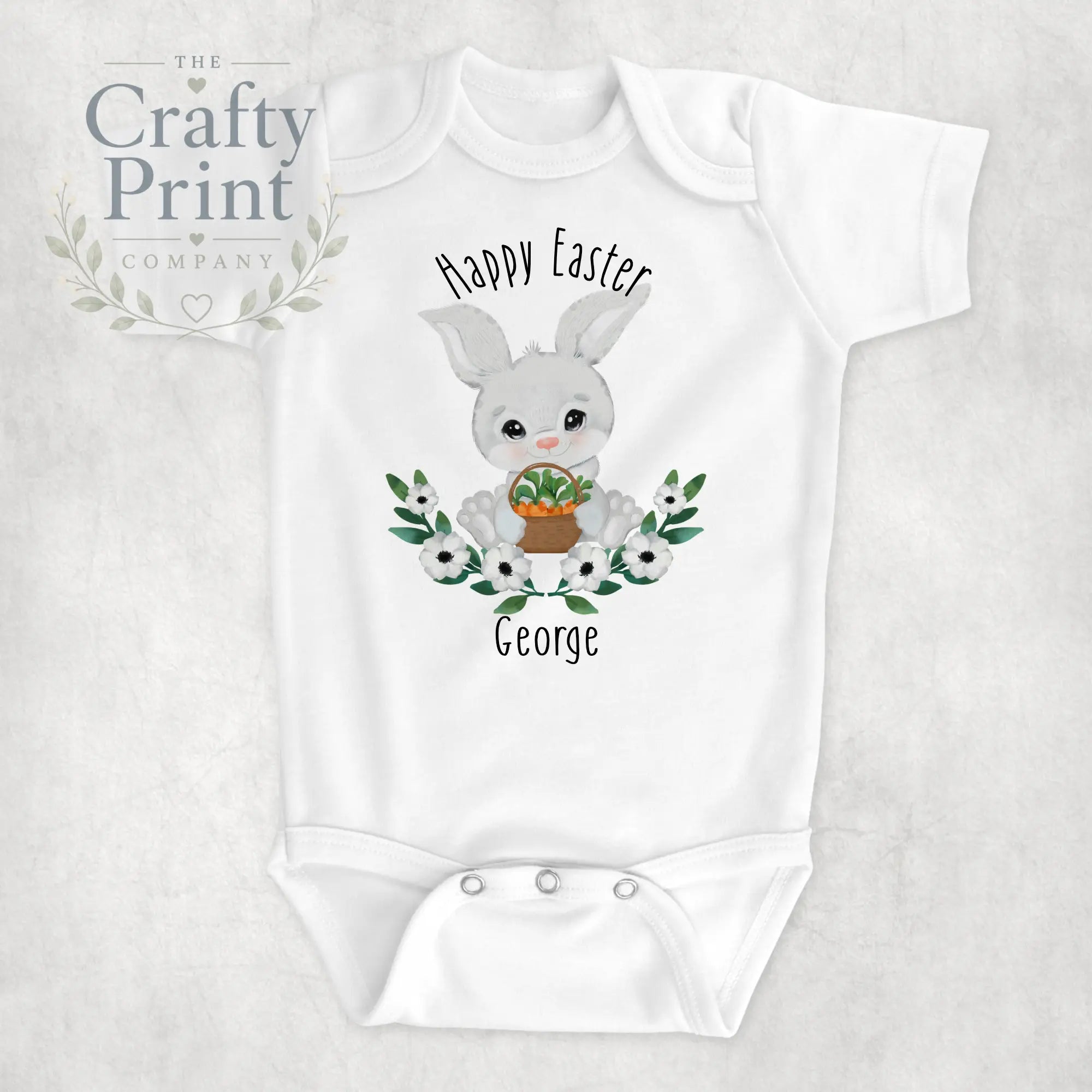 Happy Easter Bunny with Carrot Basket Bodysuit - Baby