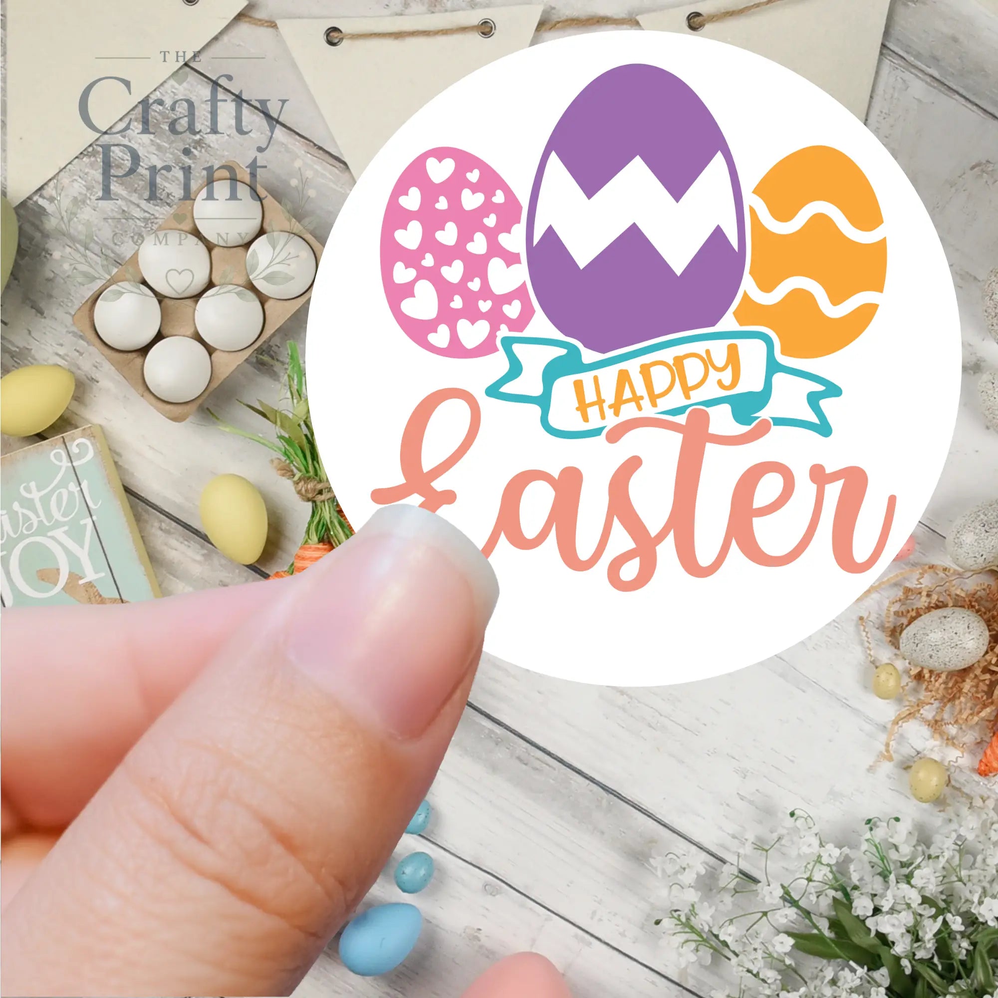 Happy Easter Eggs Printed Sticker - Decorative Stickers