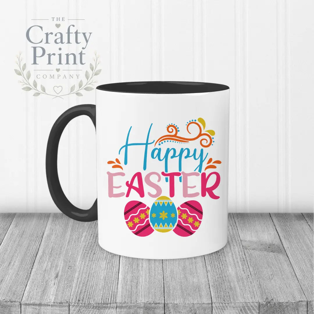 Happy Easter Mug - Black Handle & Inner - Mugs