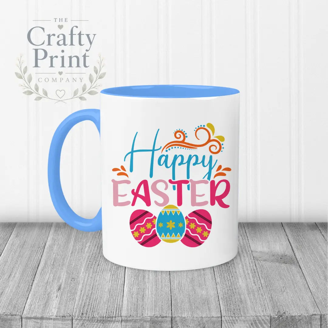 Happy Easter Mug - Blue Handle & Inner - Mugs