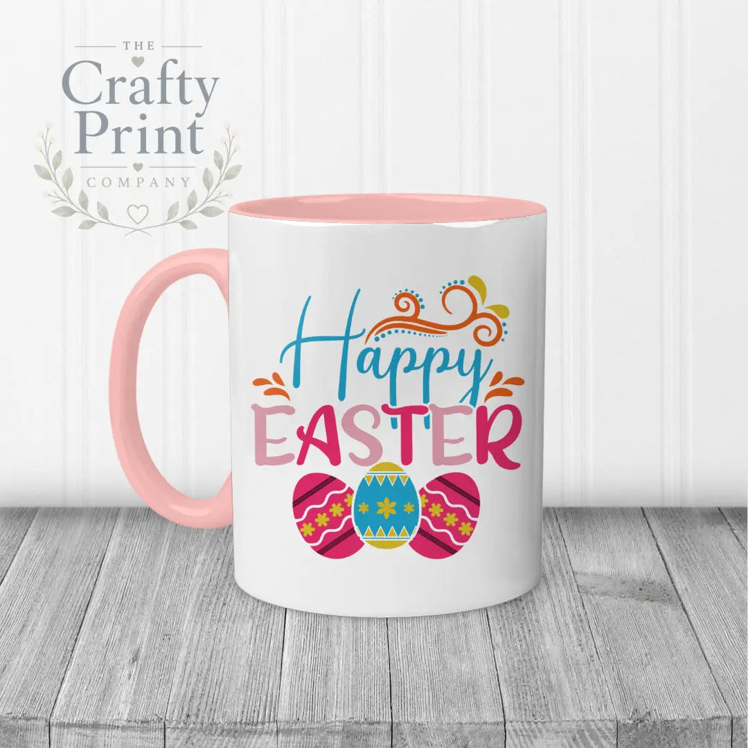 Happy Easter Mug - Pink Handle & Inner - Mugs