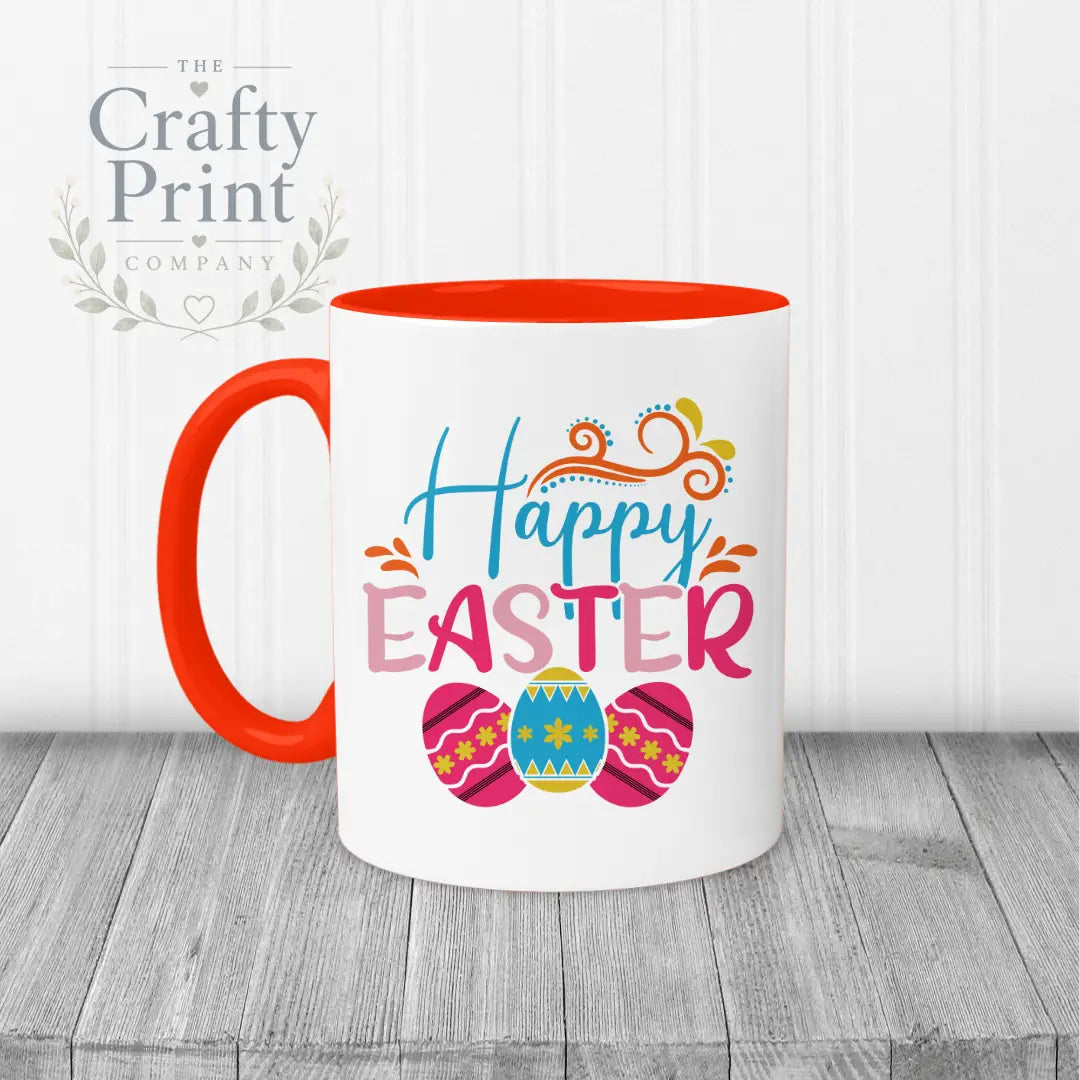 Happy Easter Mug - Red Handle & Inner - Mugs