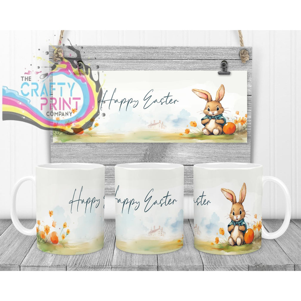 Happy Easter Rabbit Mug - White Handle & Inner - Mugs