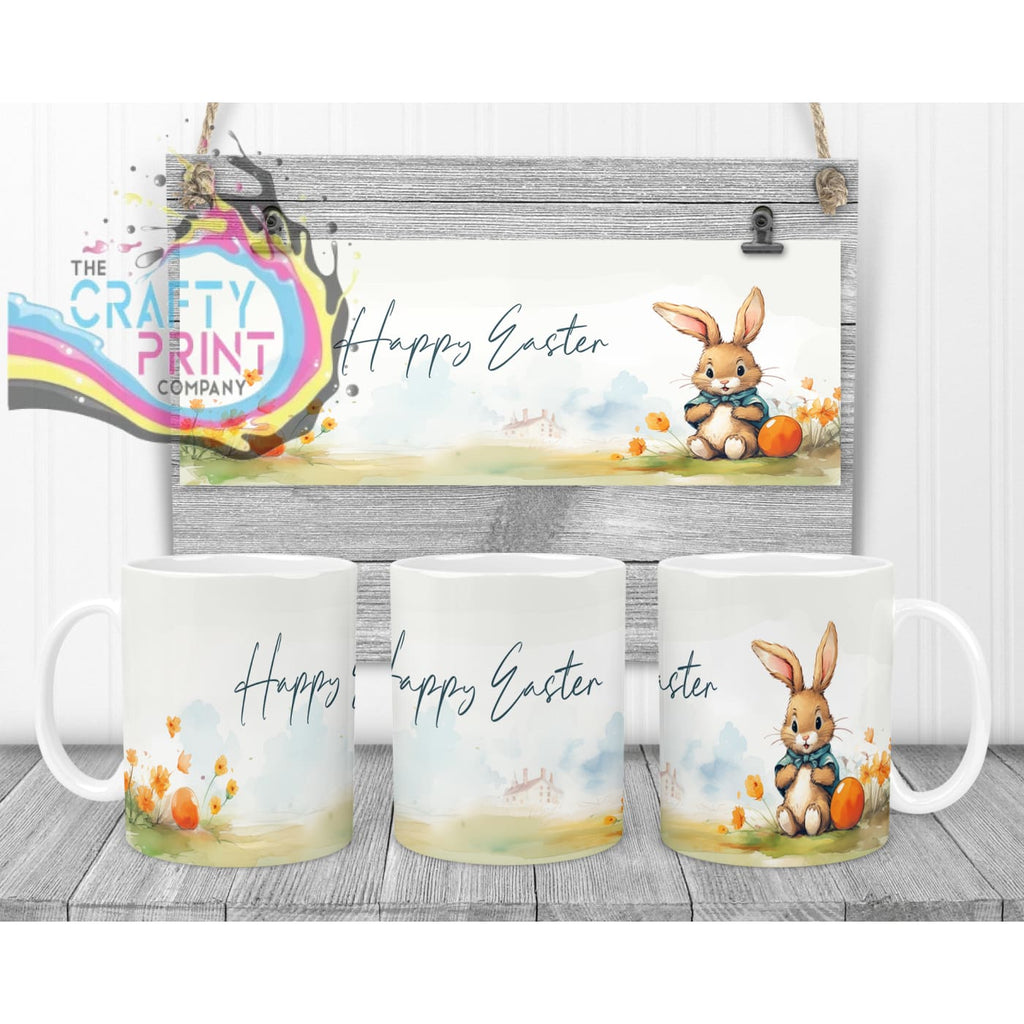 Happy Easter Rabbit Mug - White Handle & Inner Mugs