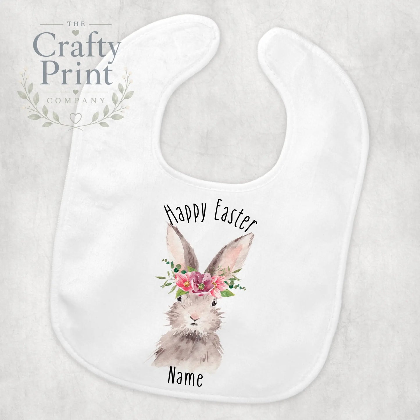 Happy Easter Rabbit Personalised Baby Bib - Girl - &