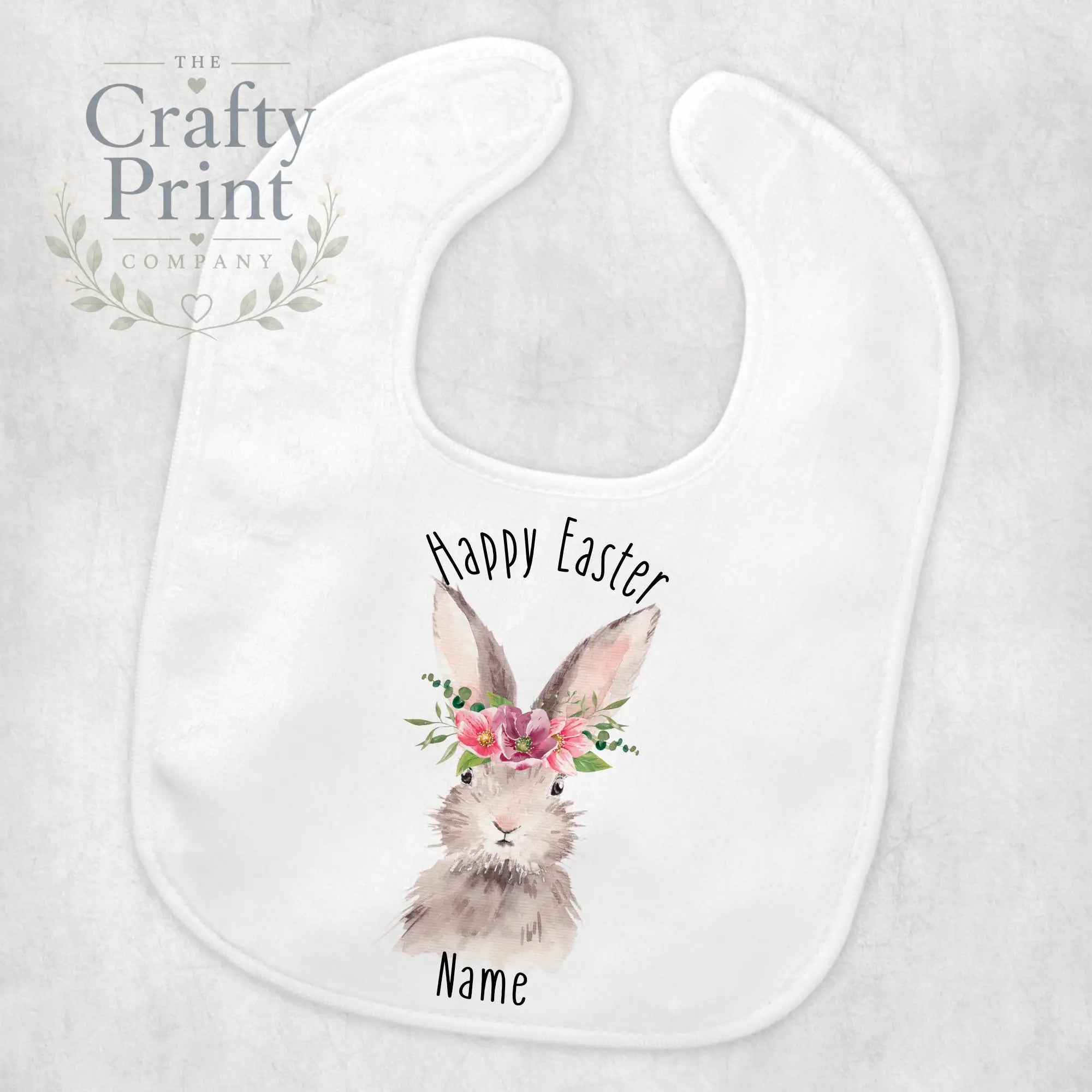 Happy Easter Rabbit Personalised Baby Bib - Girl - &