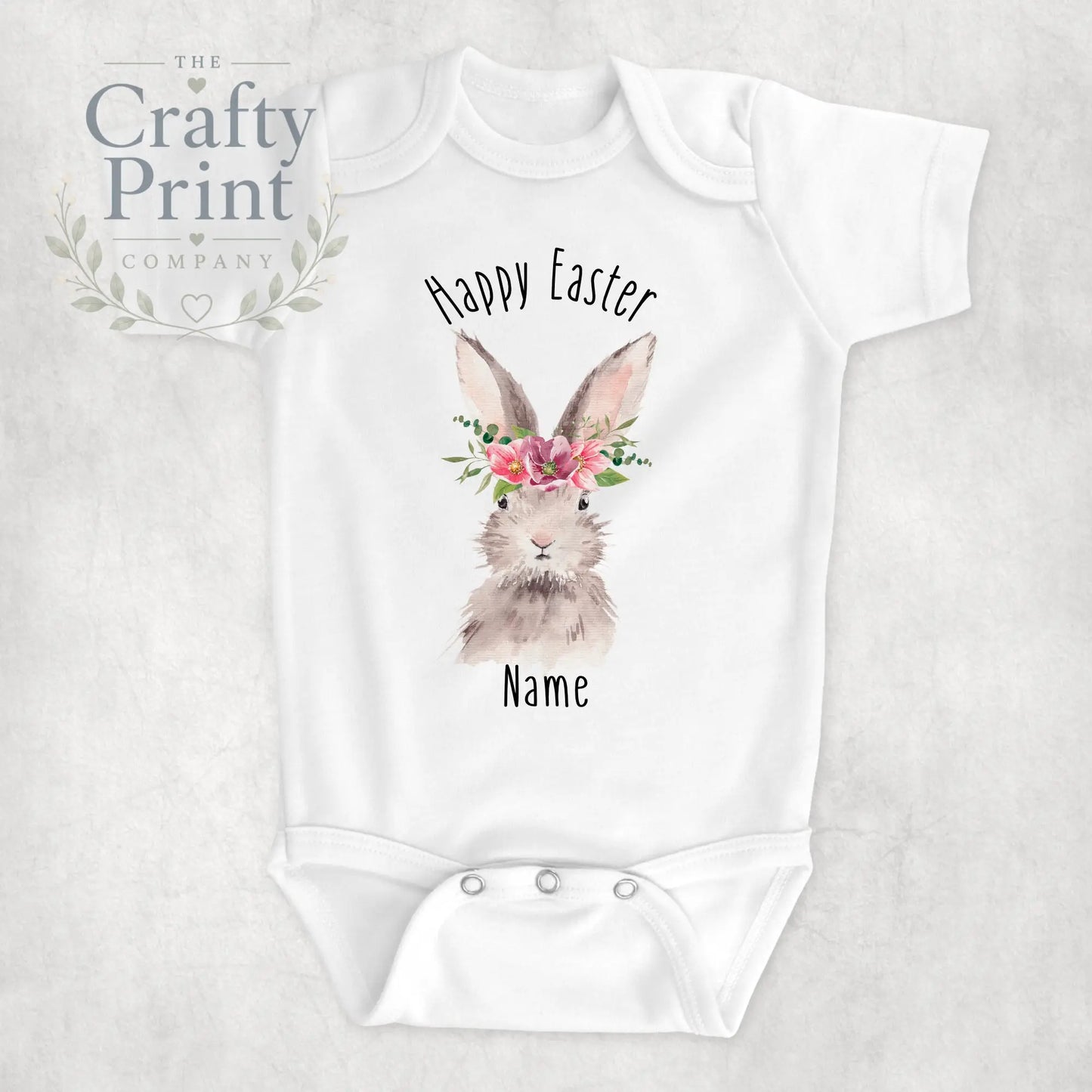 Happy Easter Rabbit Personalised Bodysuit - Girl - Baby