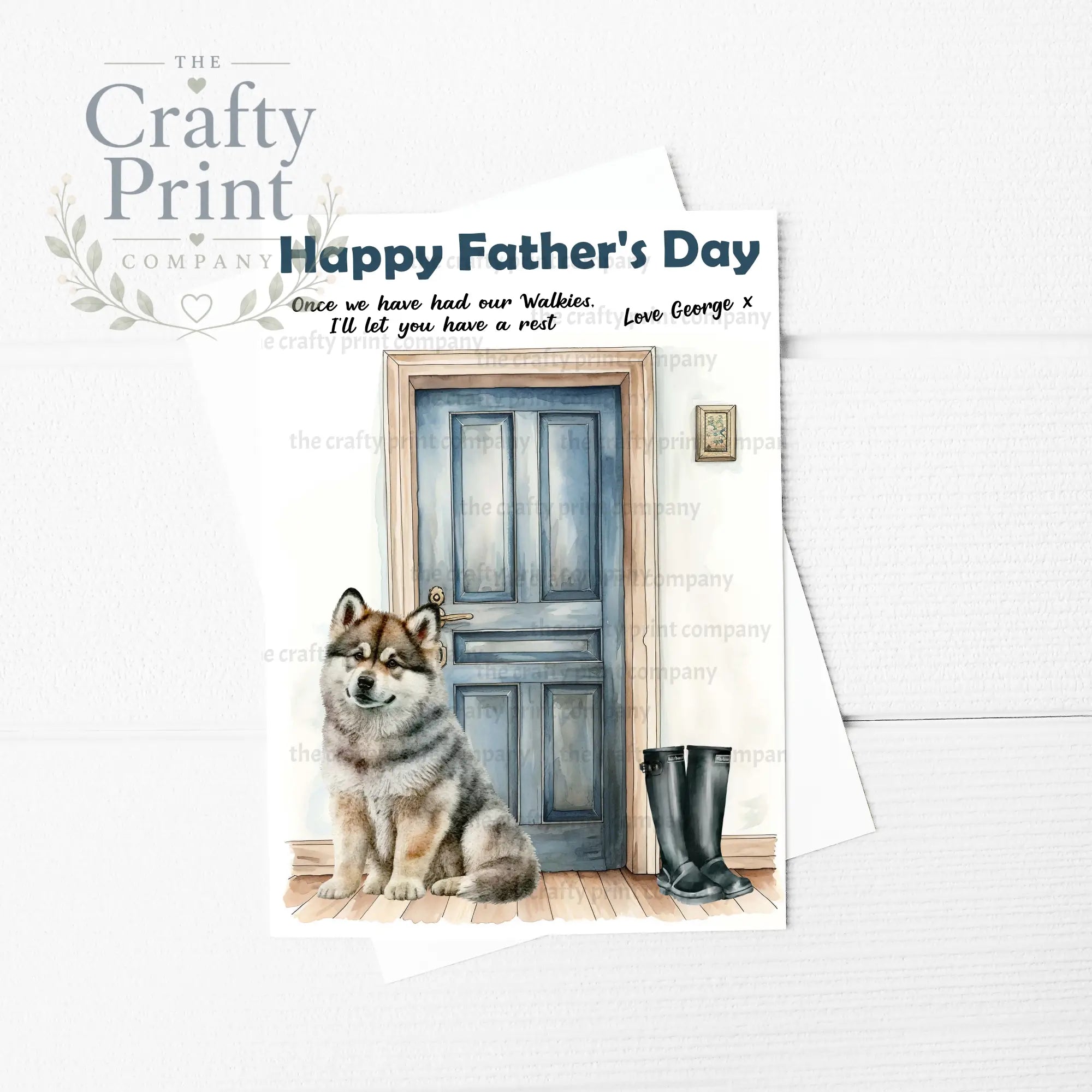 Happy Father’s Day Alaskan Malamute Waiting A5 Card