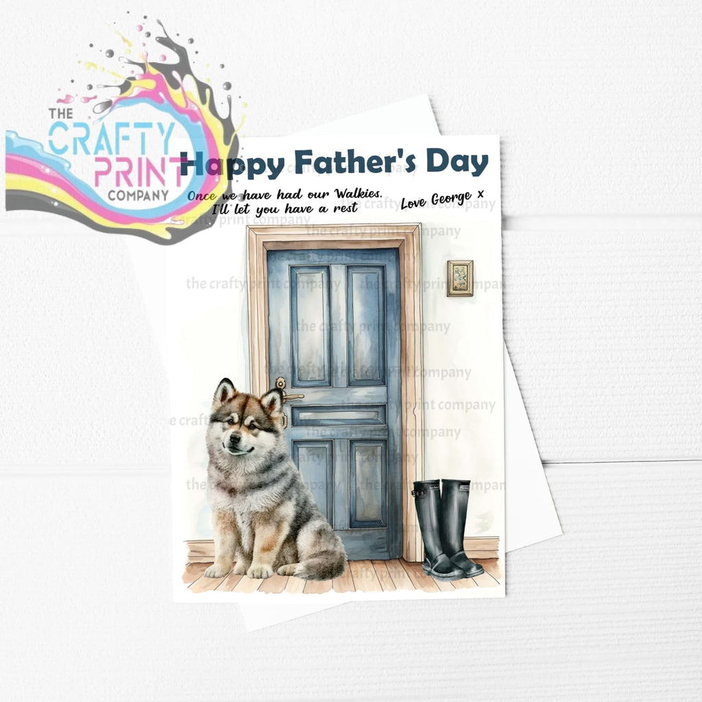 Happy Father’s Day Alaskan Malamute Waiting A5 Card