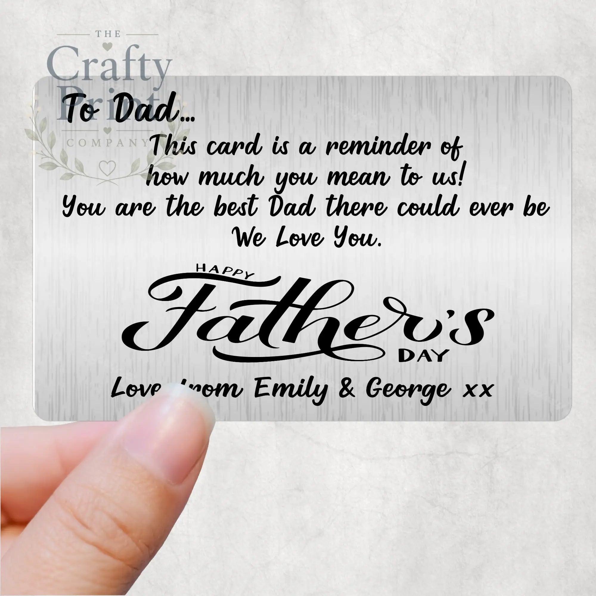 Happy Father’s Day Personalised Card for Wallet - Aluminium