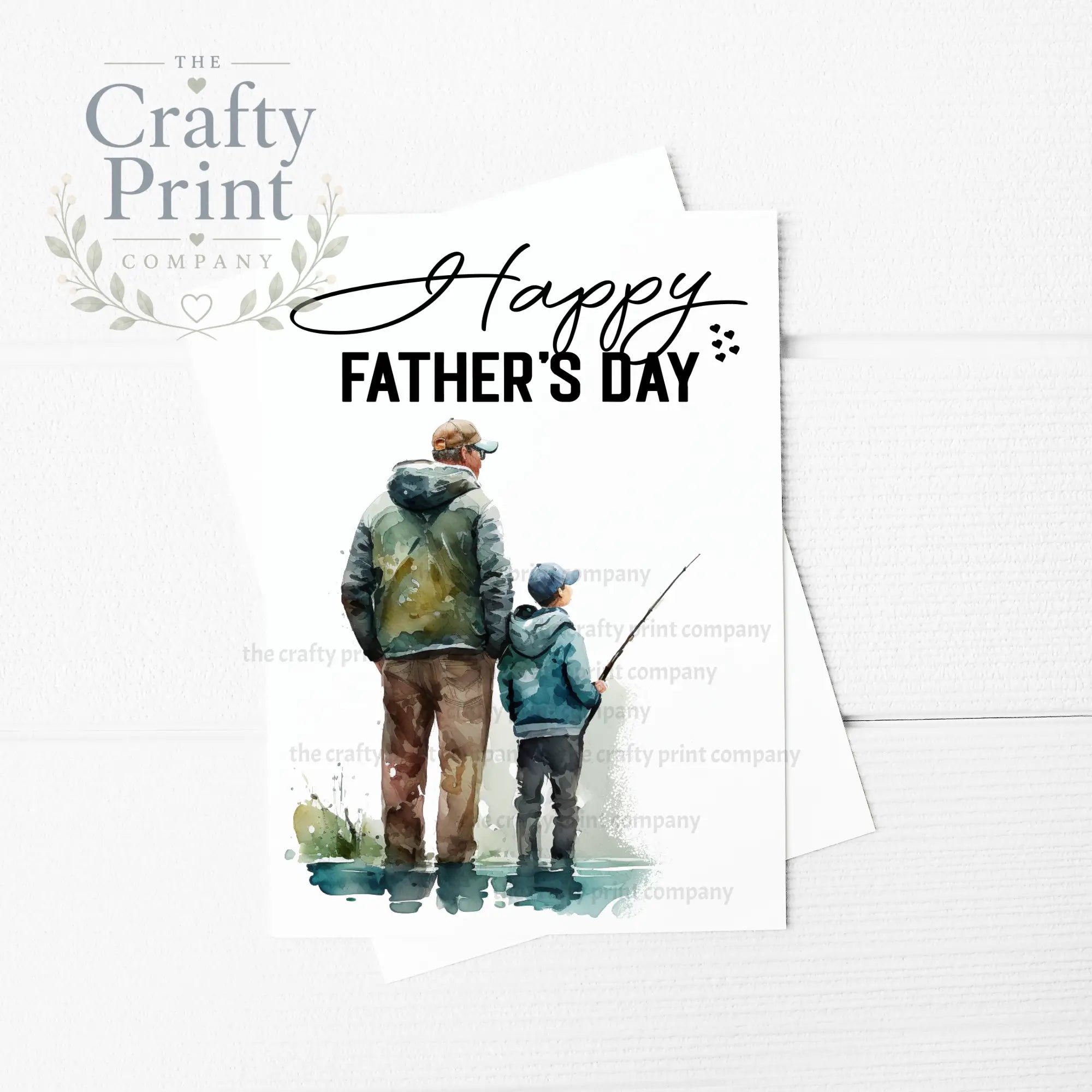 Happy Father’s Day Watercolour Fishing A5 Card - Greeting &