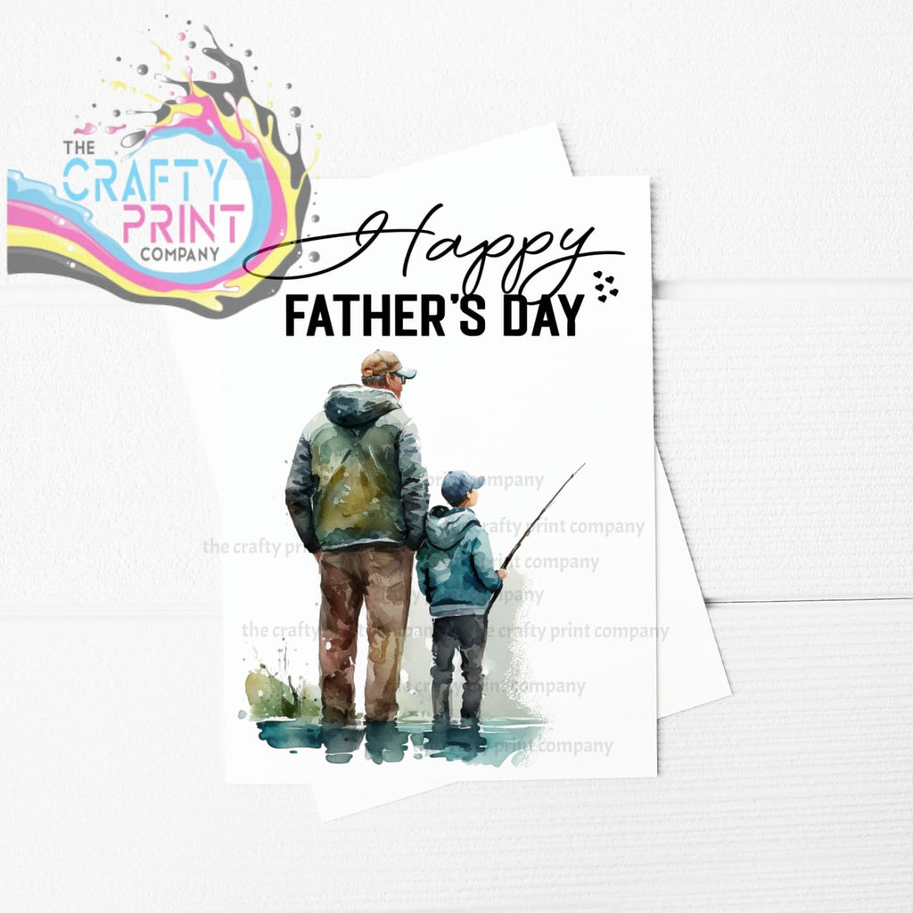 Happy Father’s Day Watercolour Fishing A5 Card - Greeting