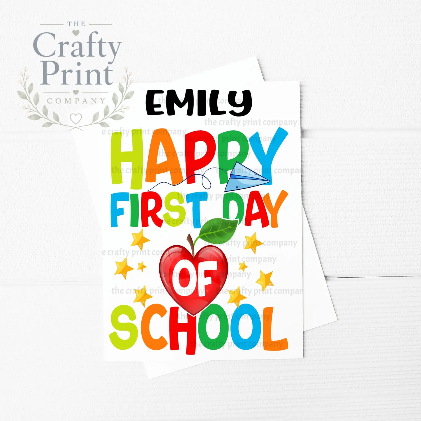 Happy First day of School Heart Apple A5 Card - Greeting &