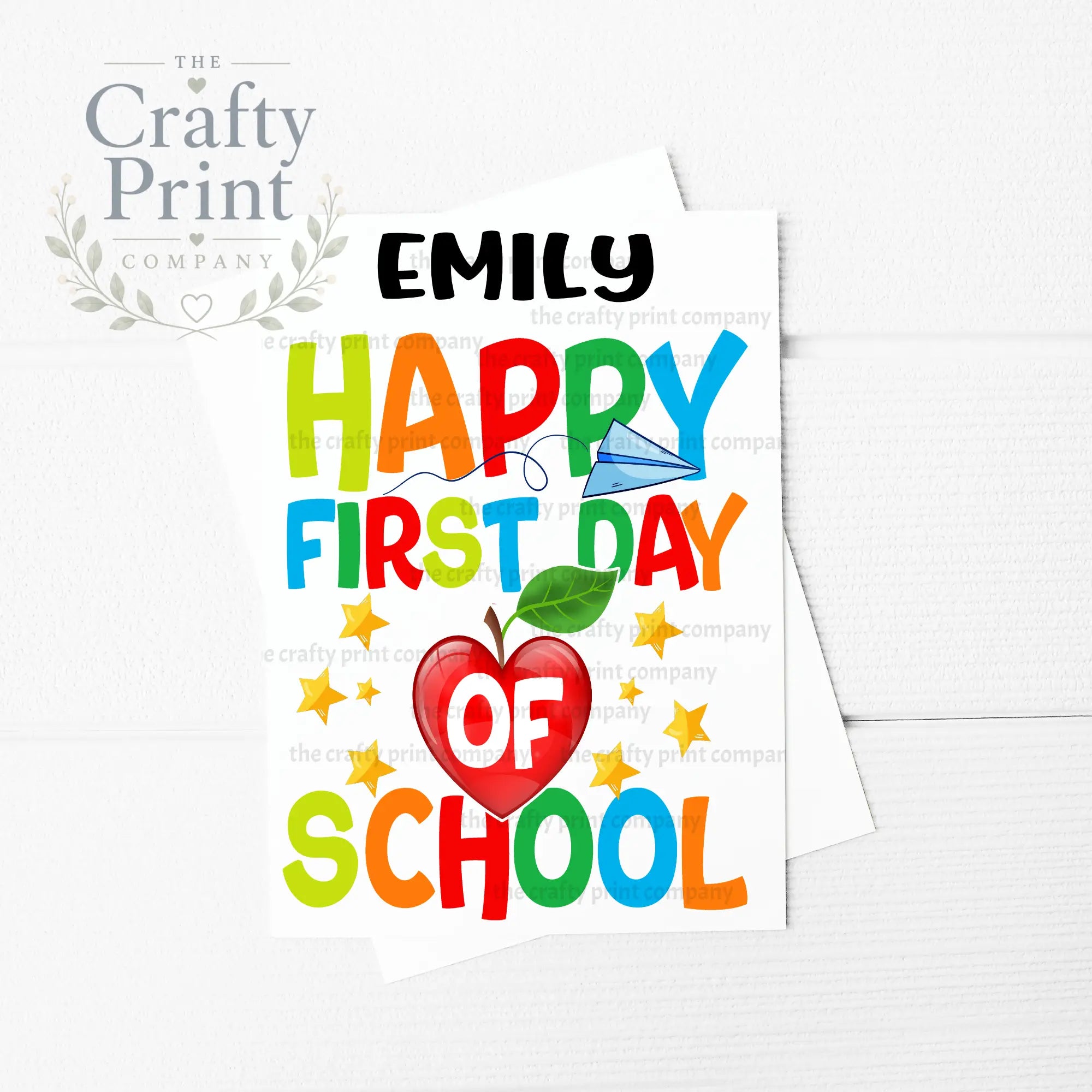 Happy First day of School Heart Apple A5 Card - Greeting &