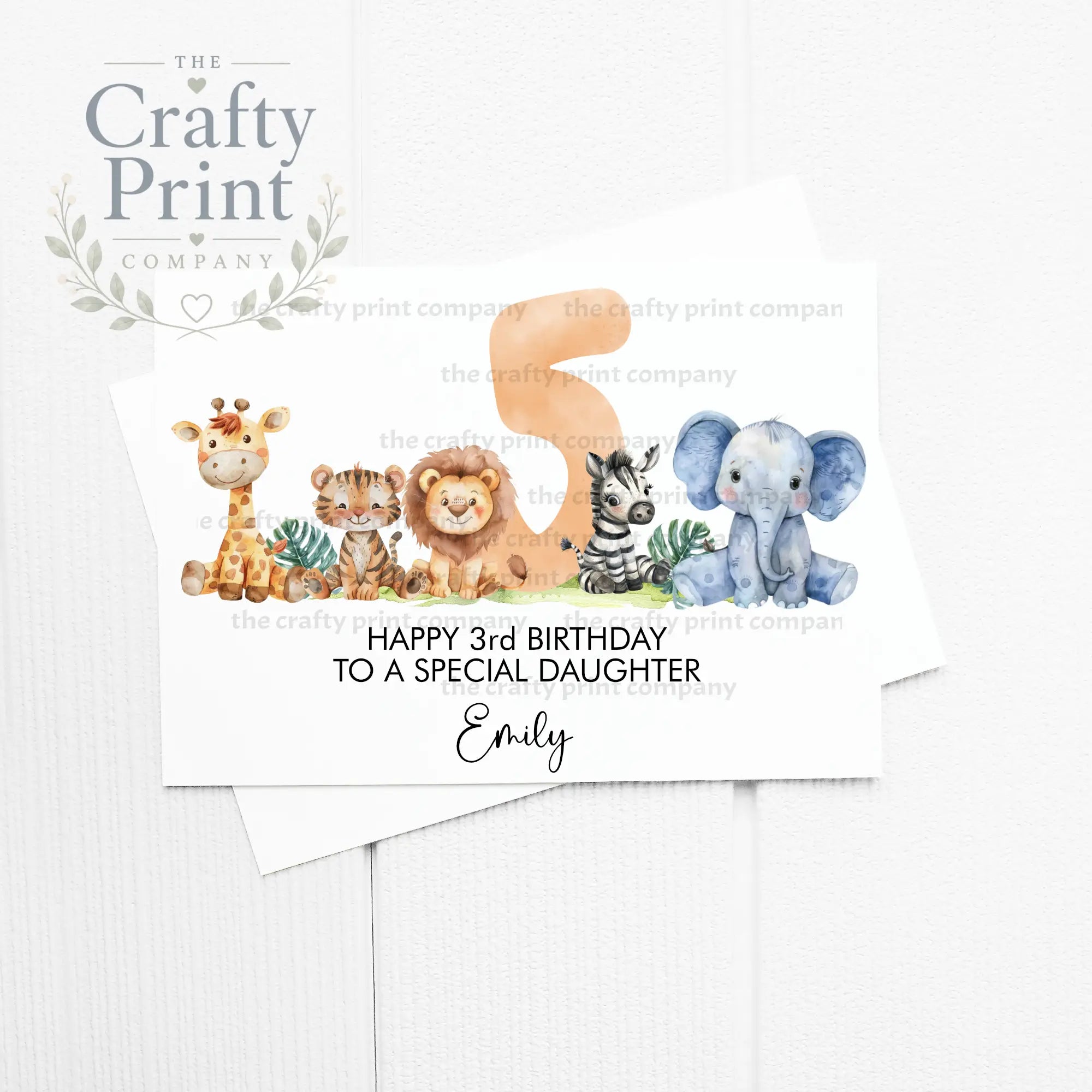 Happy Number Birthday Safari Animals Personalised A5 Card