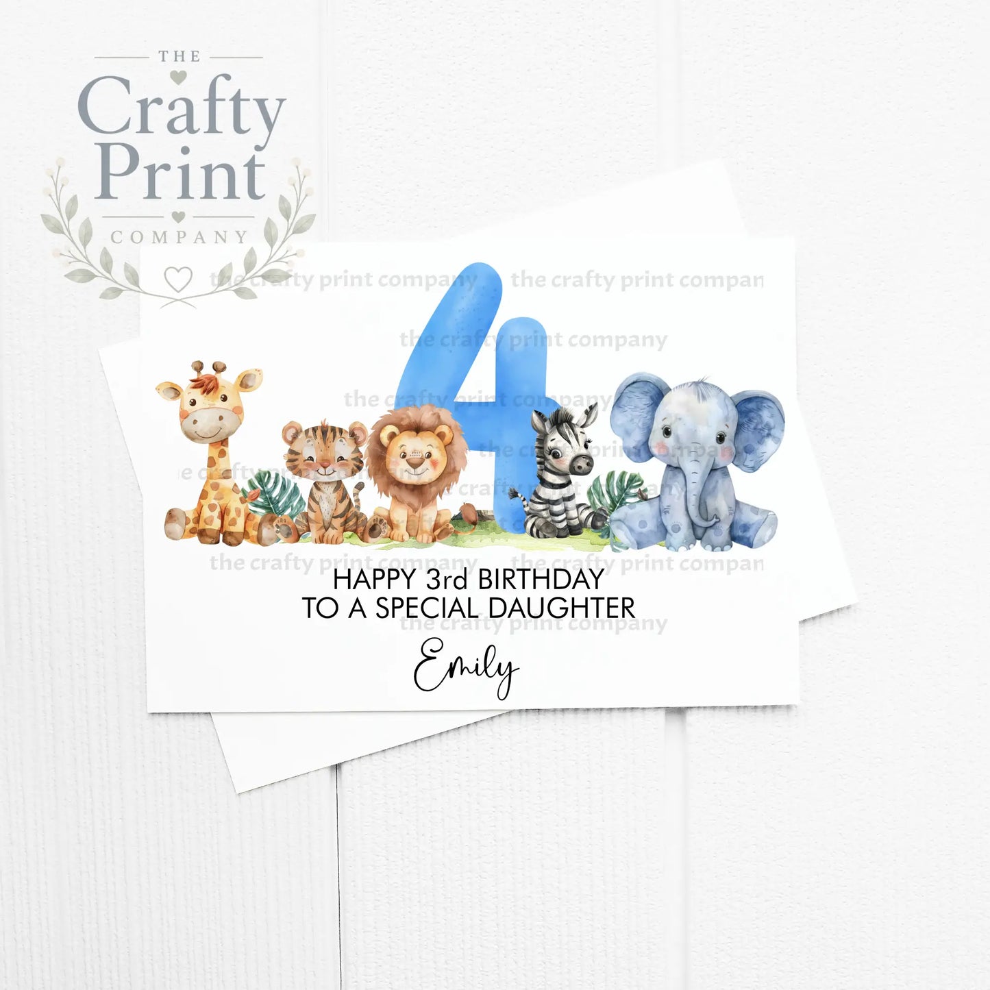 Happy Number Birthday Safari Animals Personalised A5 Card