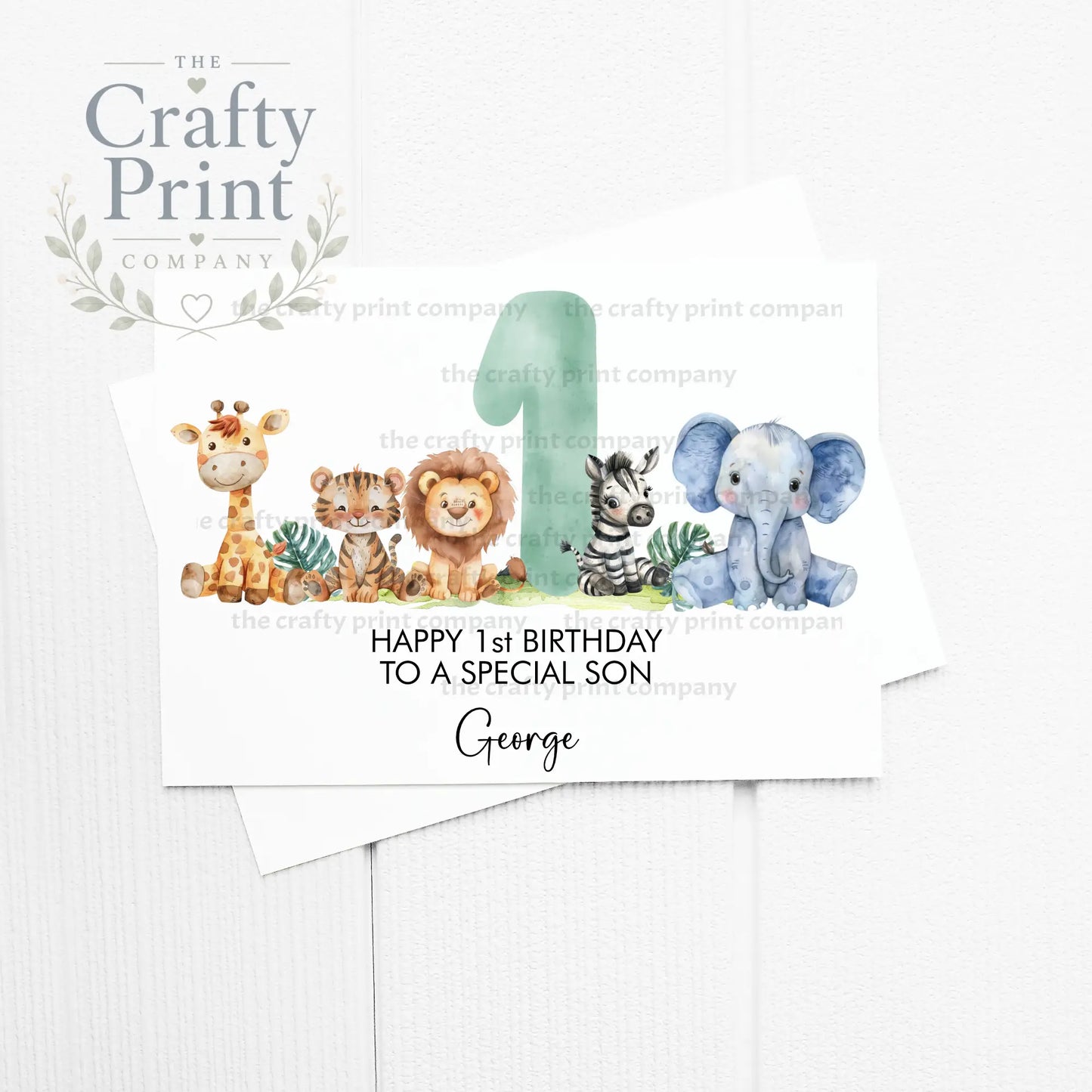 Happy Number Birthday Safari Animals Personalised A5 Card